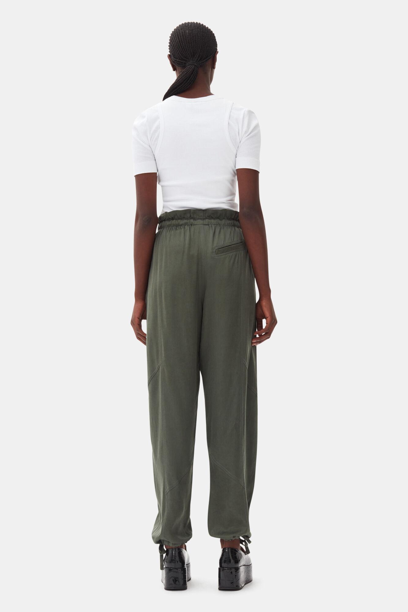 Green Washed Satin Pants Product Image