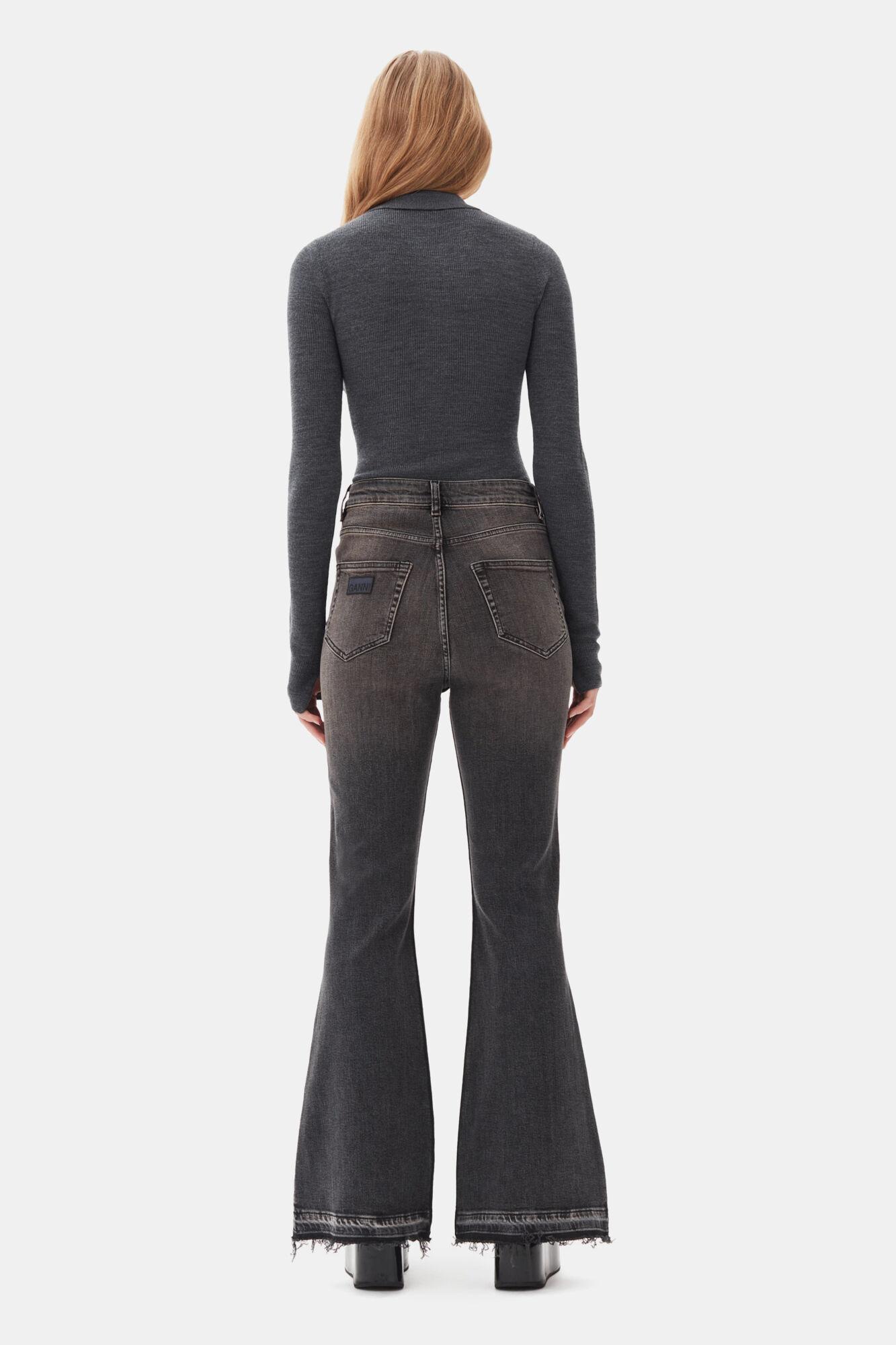 Washed Black Flared Jeans Product Image