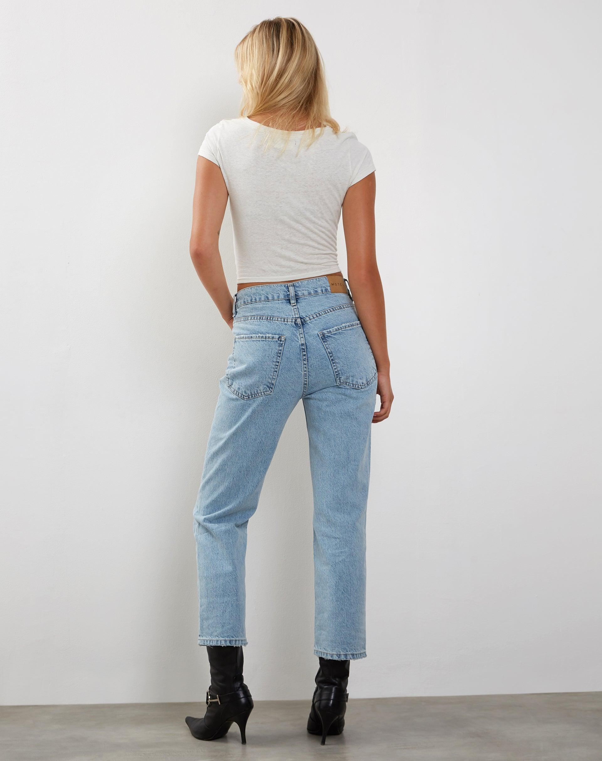 Mid Rise Straight Leg Jeans in Bleach Denim Product Image