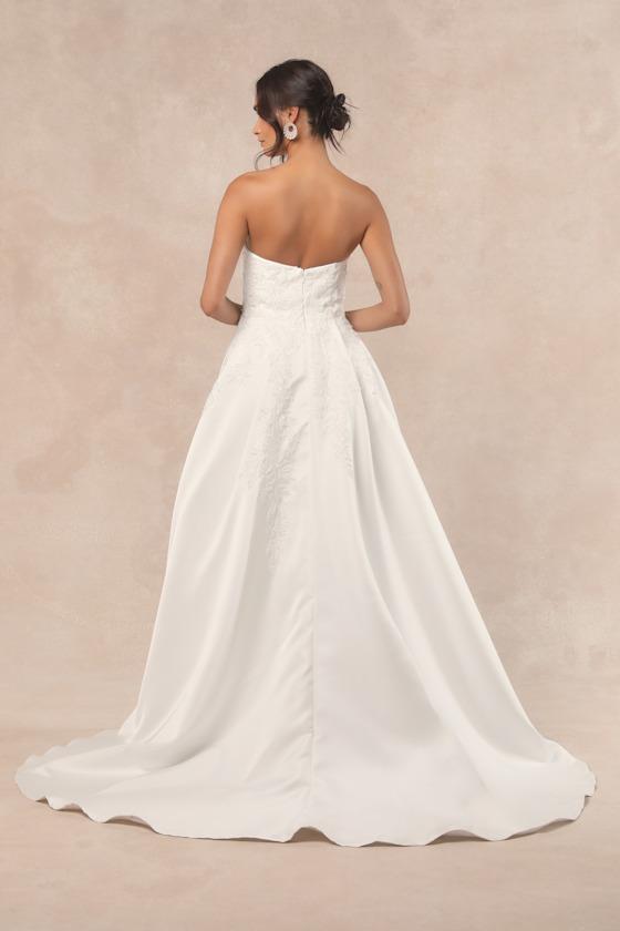 Now and Always White Beaded Embroidered Strapless Gown Product Image