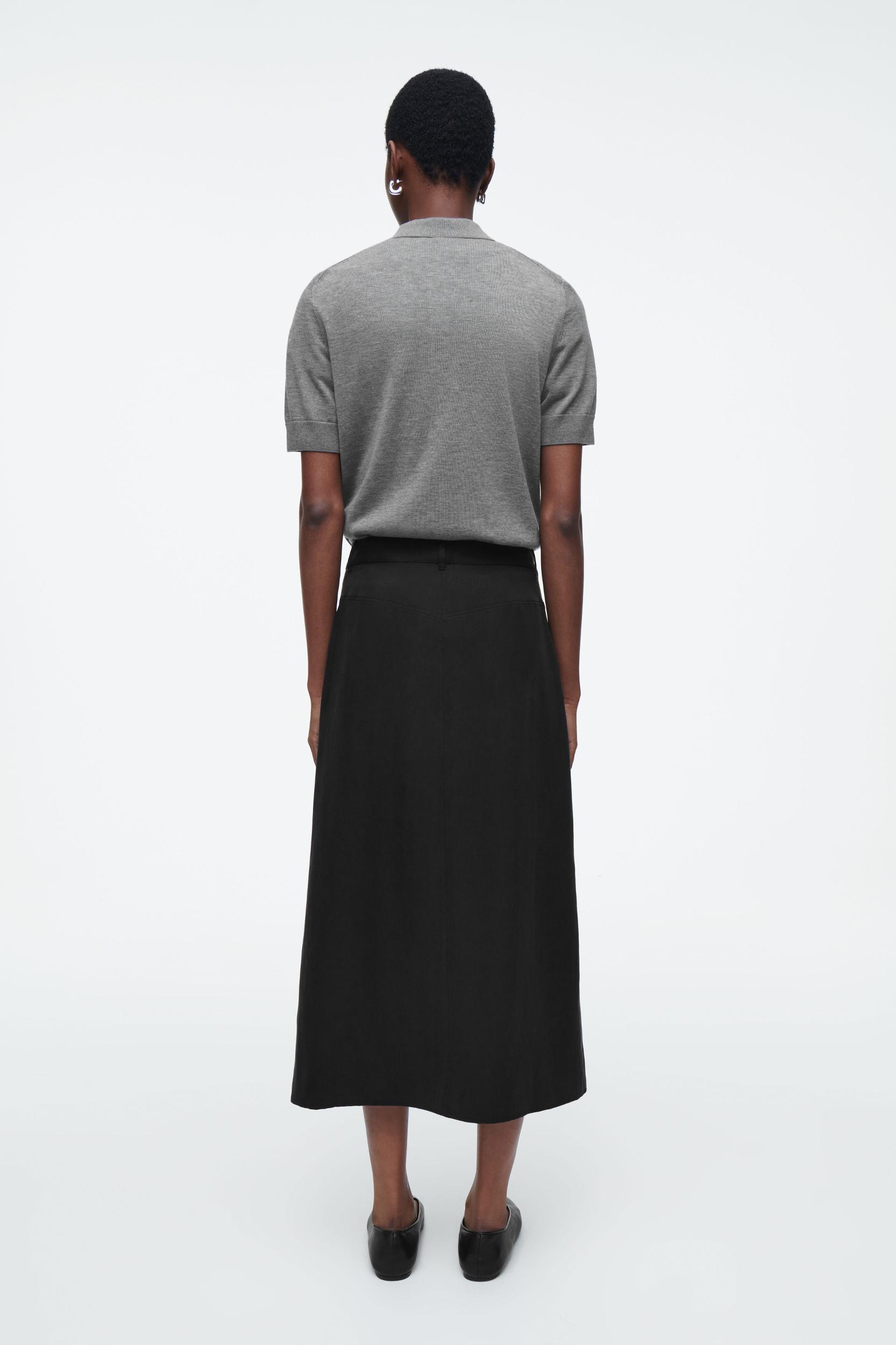 ASYMMETRIC FLUID MIDI SKIRT Product Image