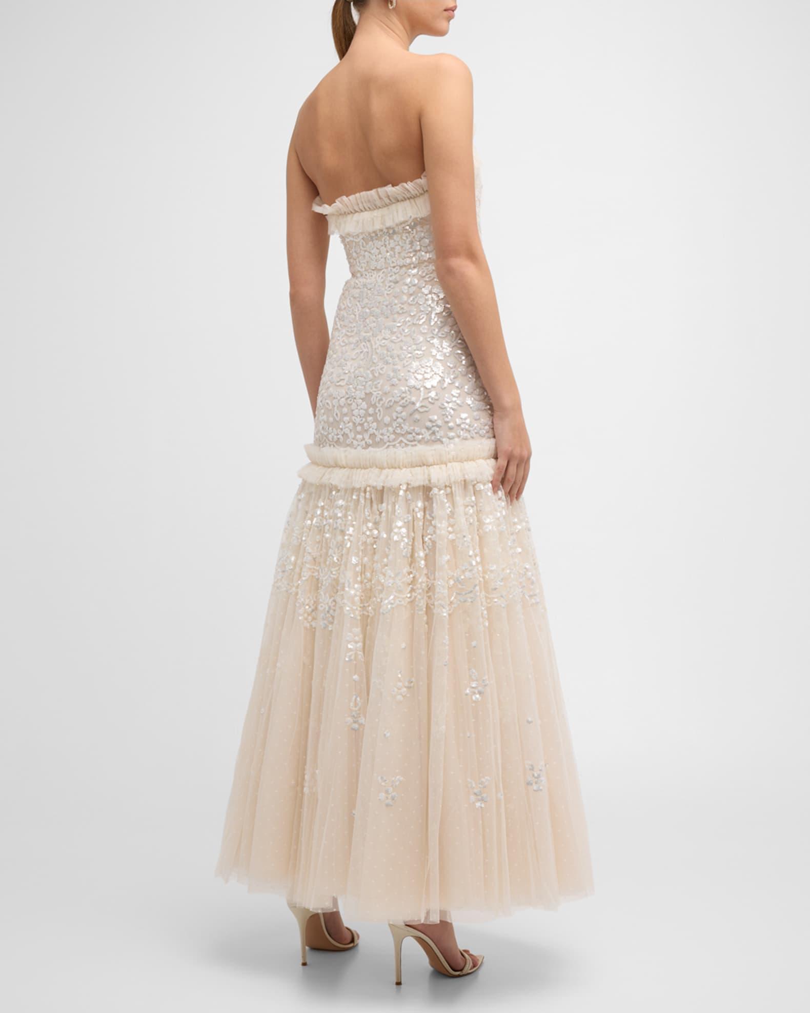 Regal Rose Strapless Floral Sequin Tulle Gown Product Image