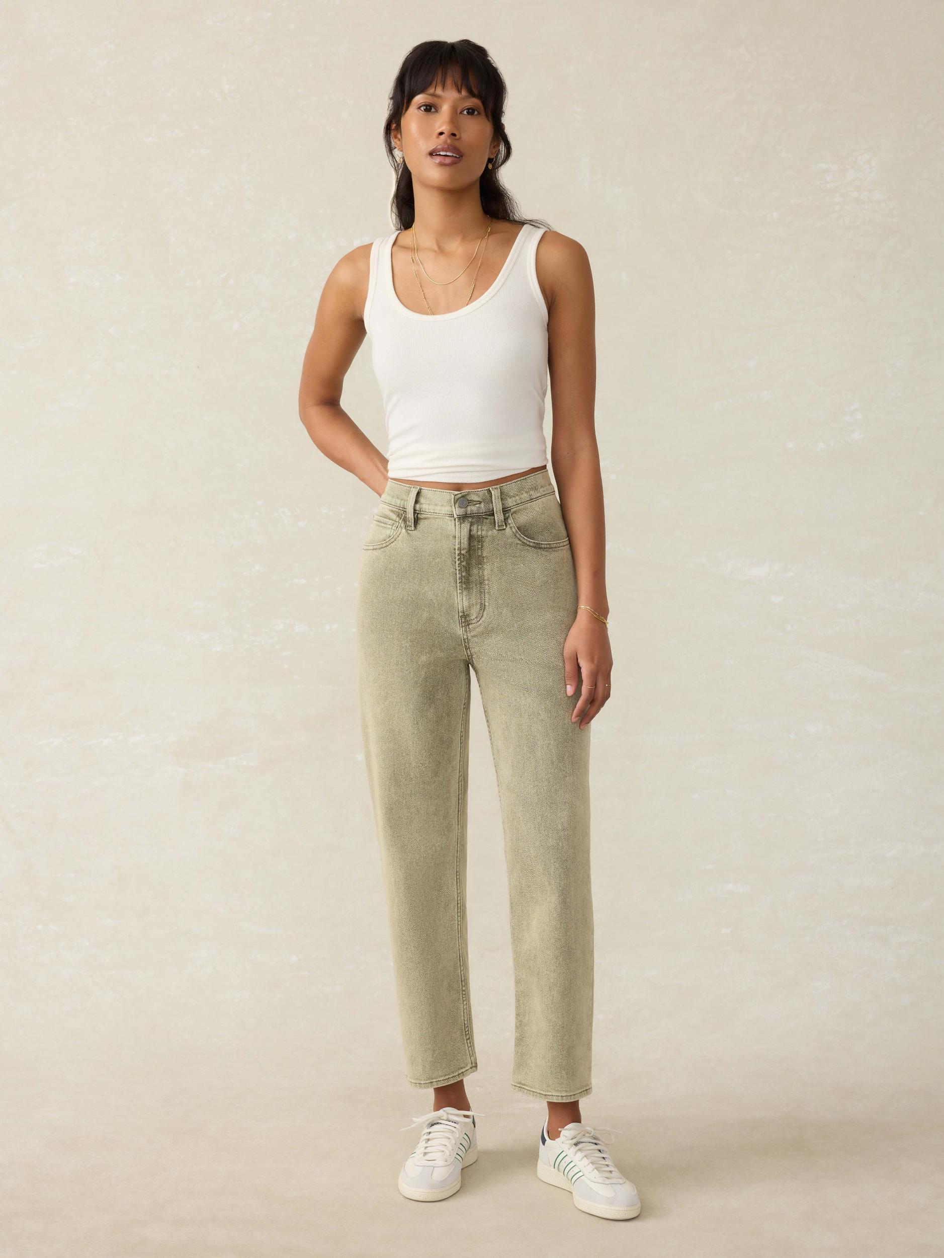 Slim Straight Sunwashed Denim - Olive Haze Wash Female Product Image