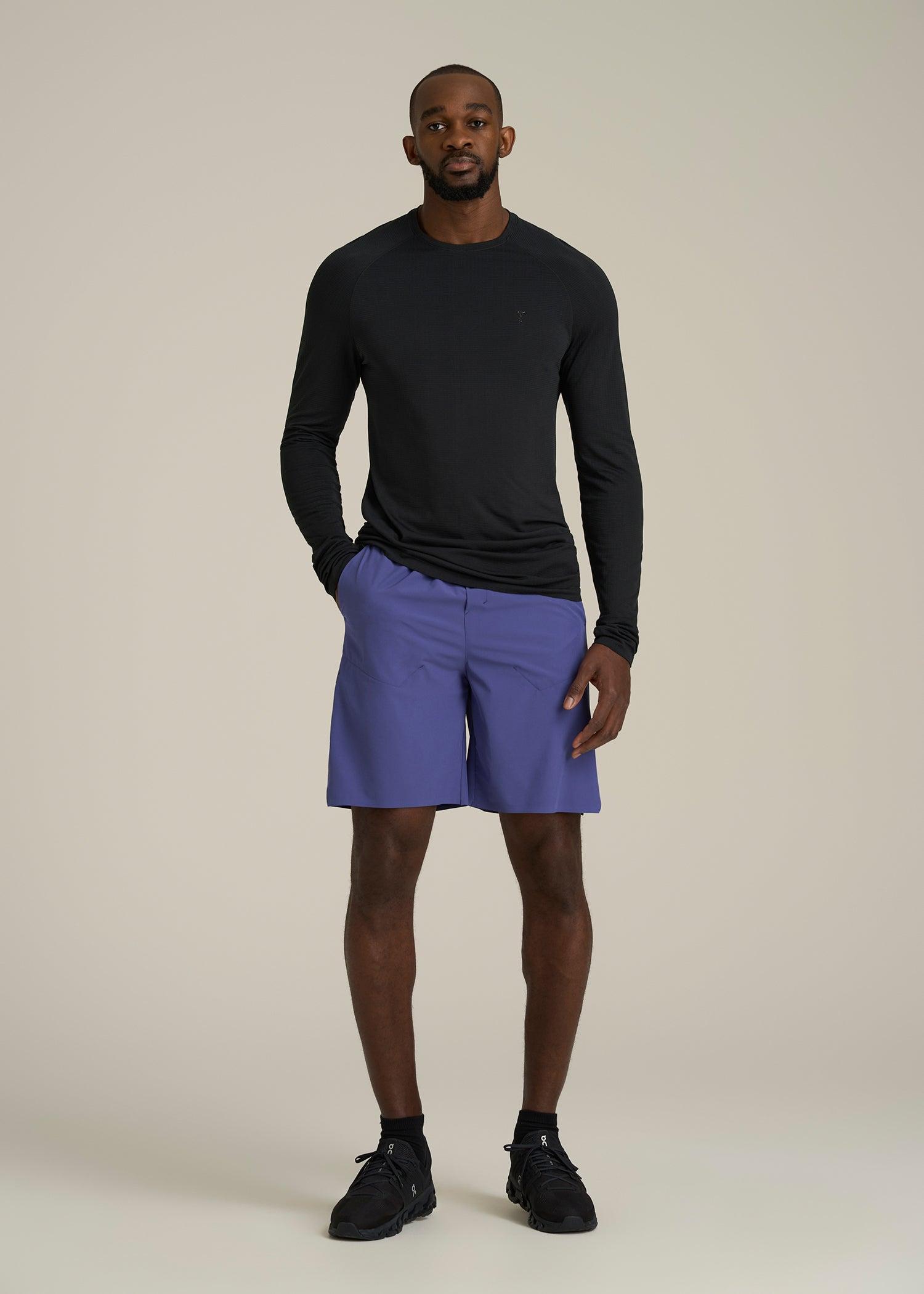 Long Sleeve Vented Training Top for Tall Men in Black Male Product Image