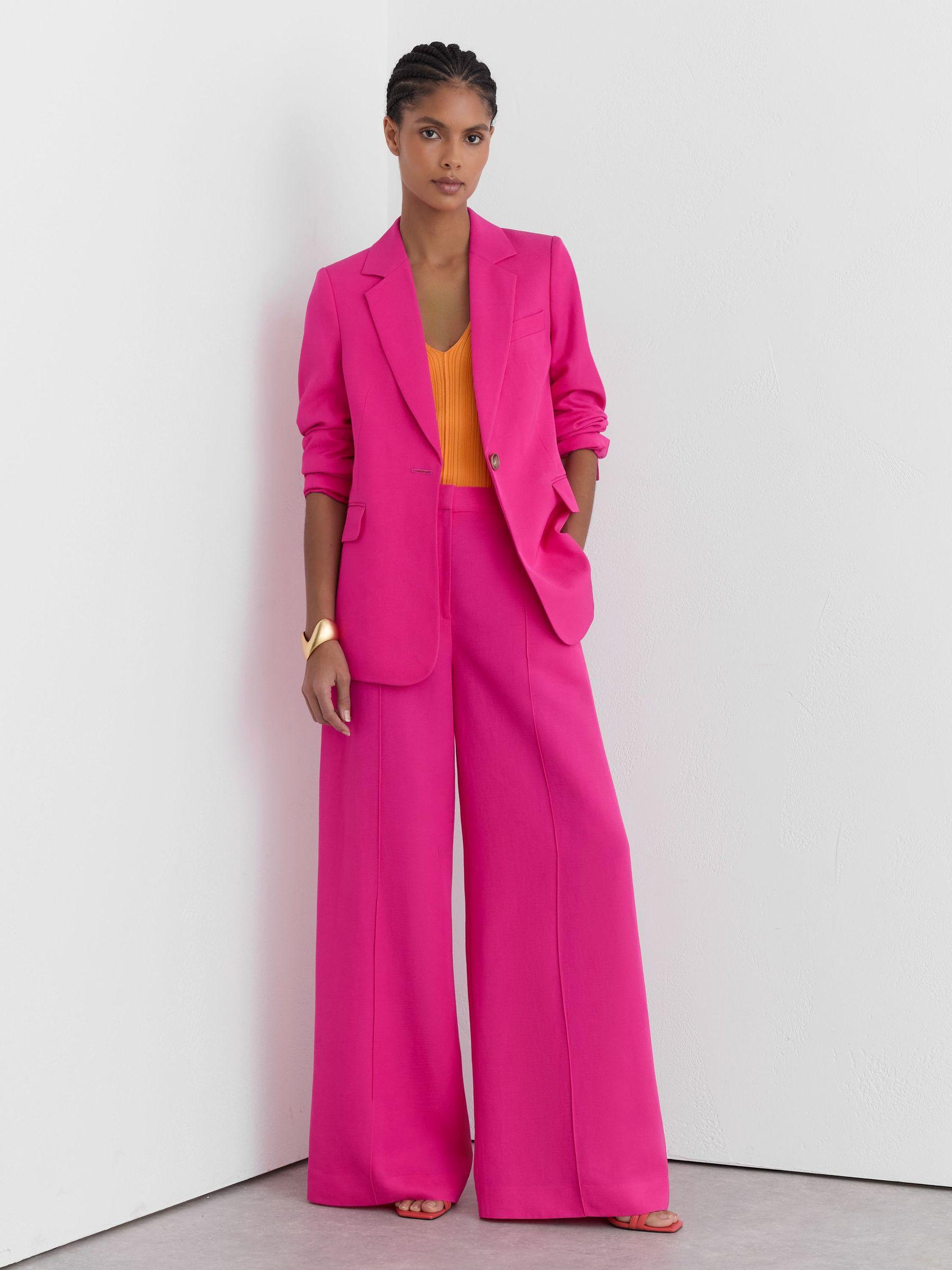 Petite Polka-Dot Wide-Leg Suit Trousers in White/Navy Product Image