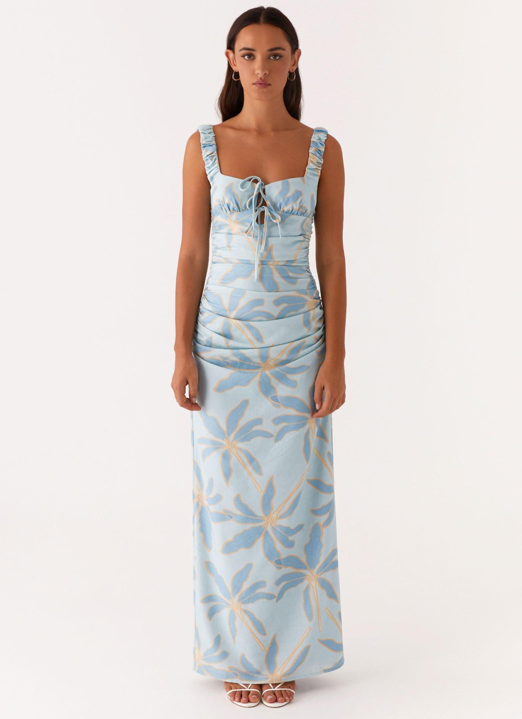 Cosmic Love Ruched Maxi Dress - Opulent Blue Product Image