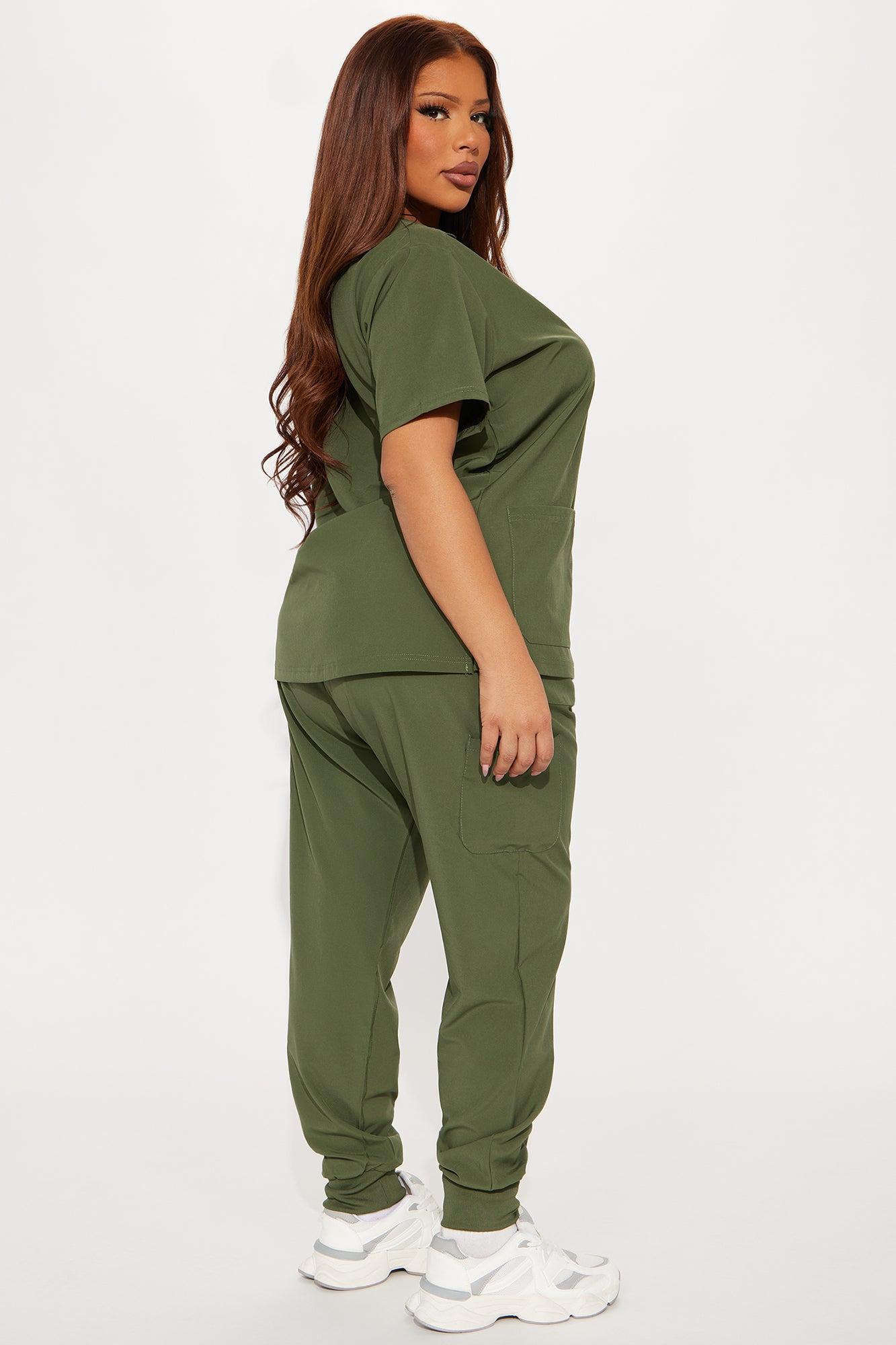 Daily Clock In 4 Way Stretch Uniform Scrub Jogger Set - Olive Female Product Image