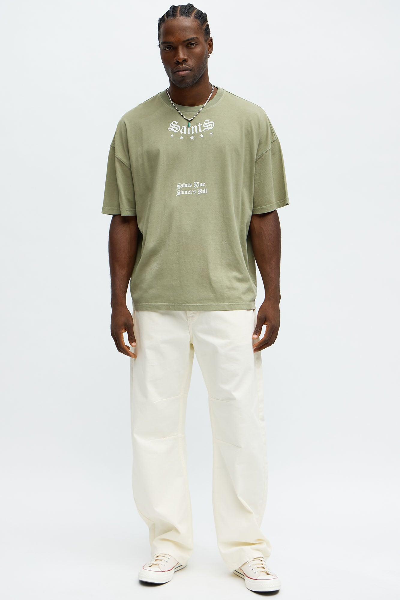 Saints Rise Saints Fall Oversized Short Sleeve Tee - Olive Male Product Image