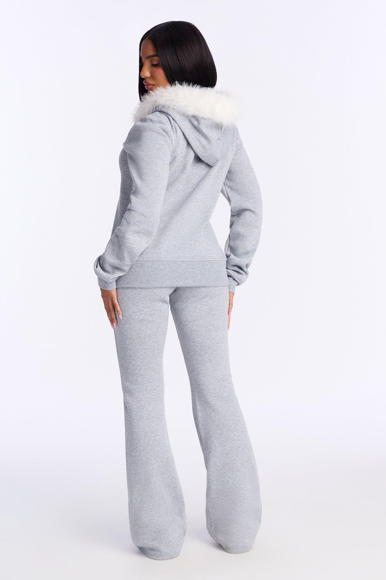 Diana Faux Fur Fleece Pant Set - Heather Grey Female Product Image