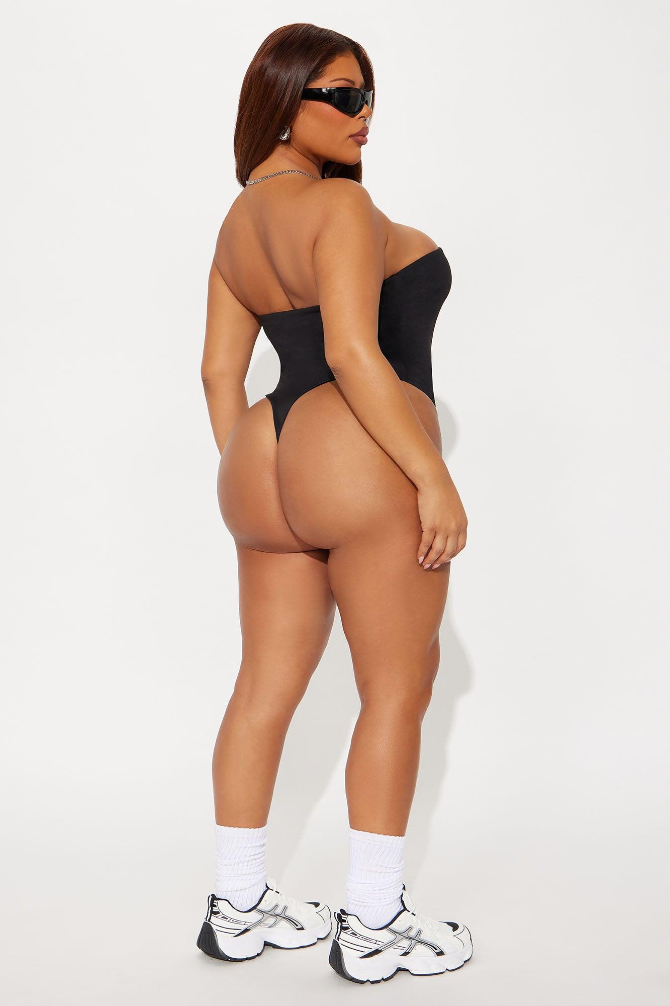Contour Double Lined Strapless Bodysuit - Black Product Image
