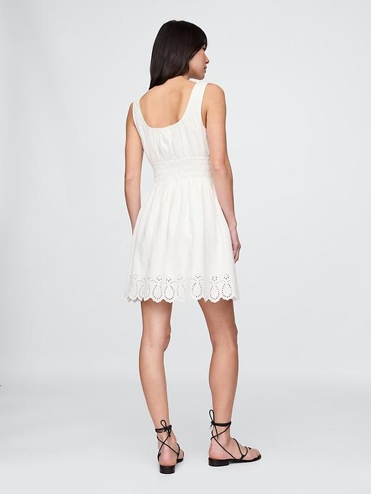 Linen-Blend Smocked Mini Dress Product Image