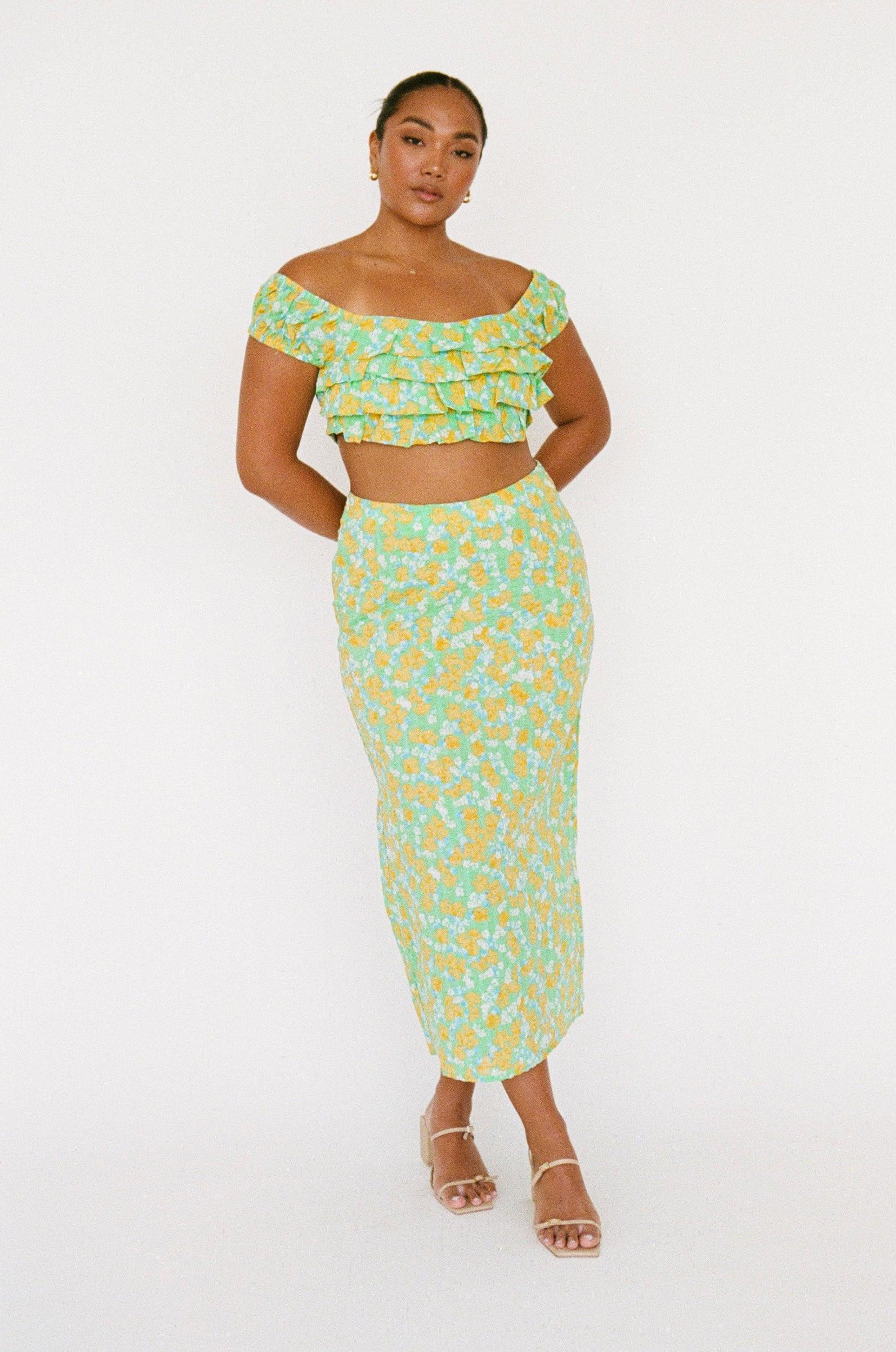 Brielle Midi Skirt - Green Product Image