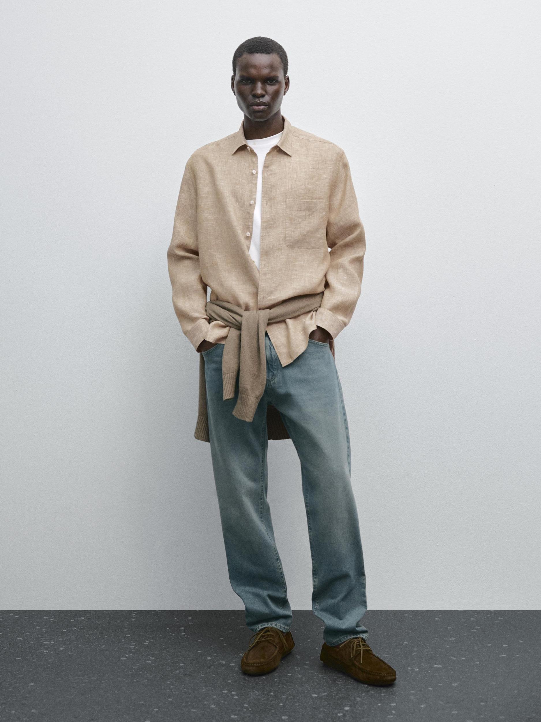 100% linen regular fit shirt Product Image