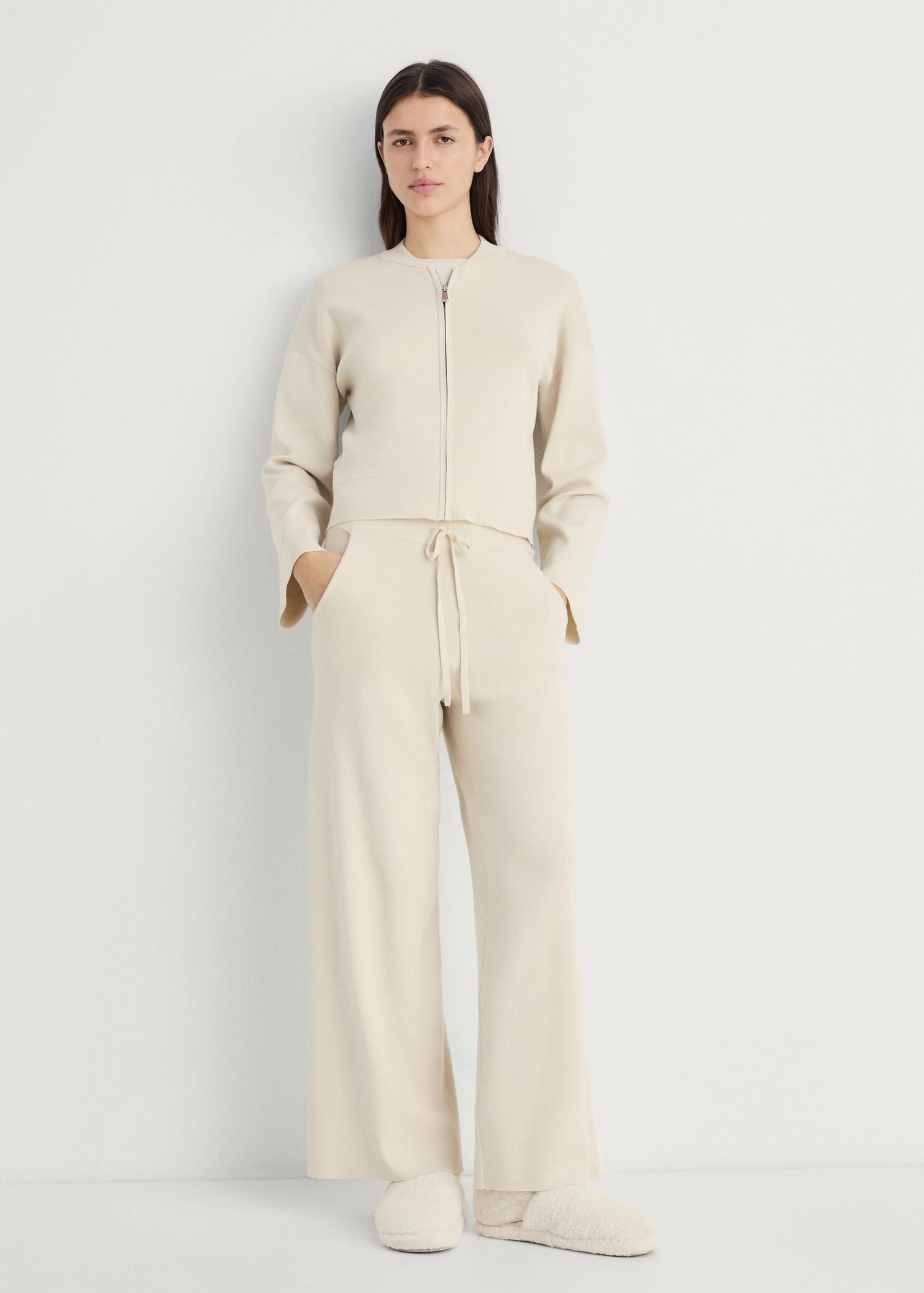 Rib-knit jacket with zipper - Women | MANGO USA Product Image