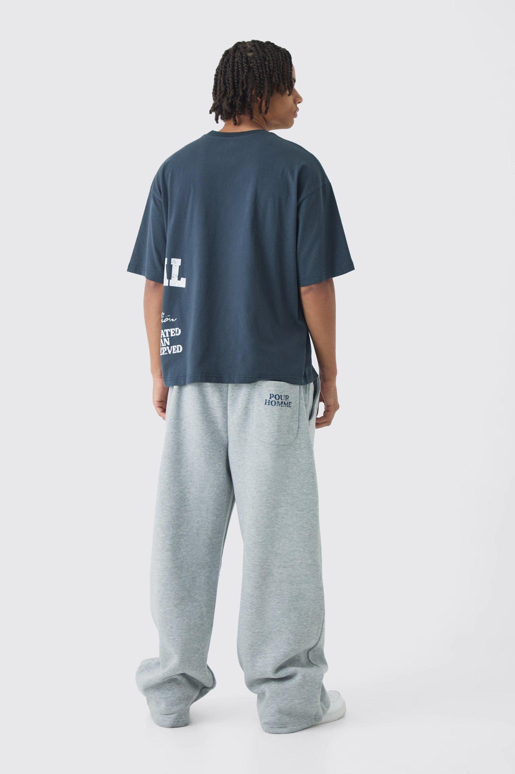Wide Leg Offcl Print Sweatpants | boohooMAN USA Product Image
