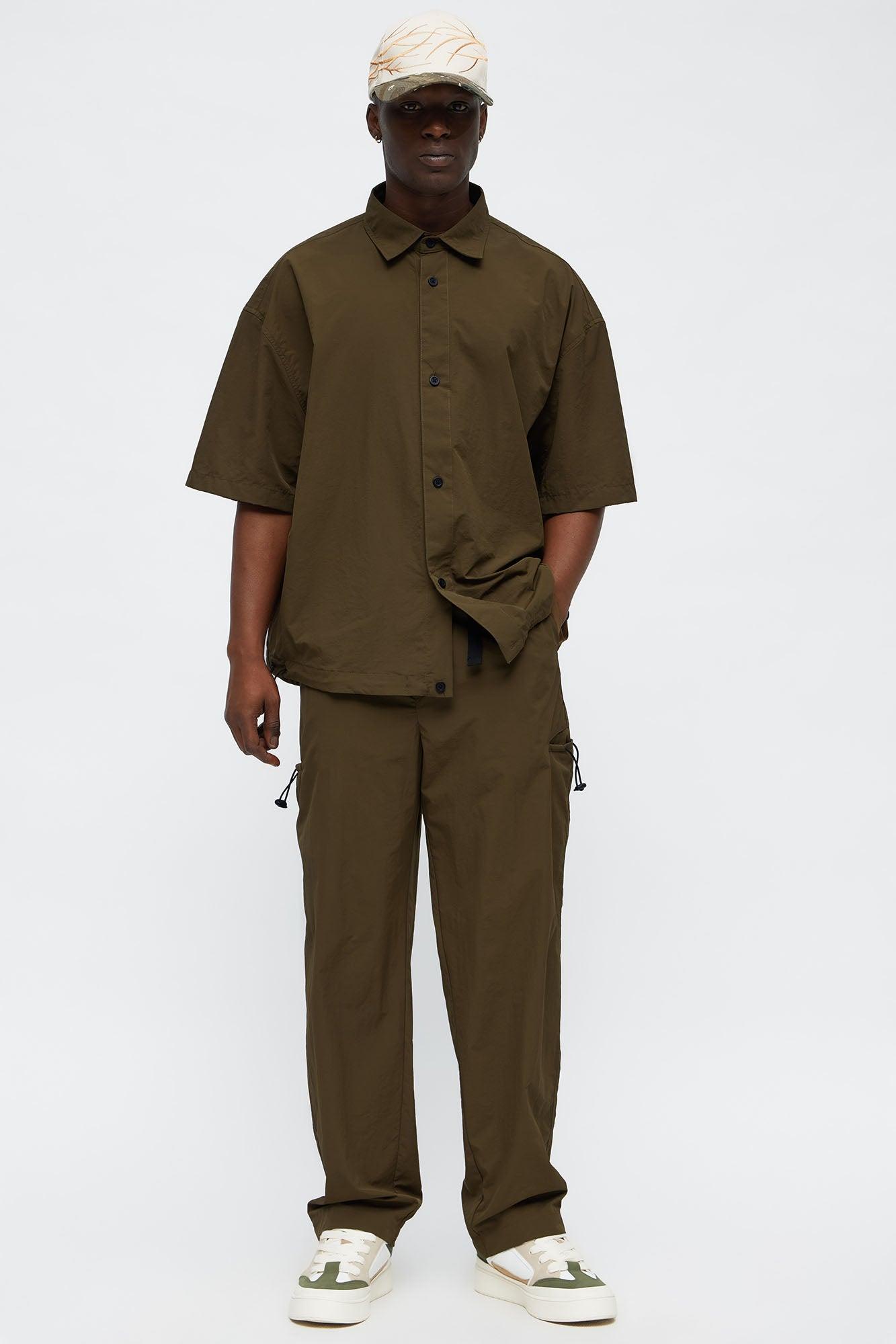 Straight Philip Nylon Pant - Olive Male Product Image
