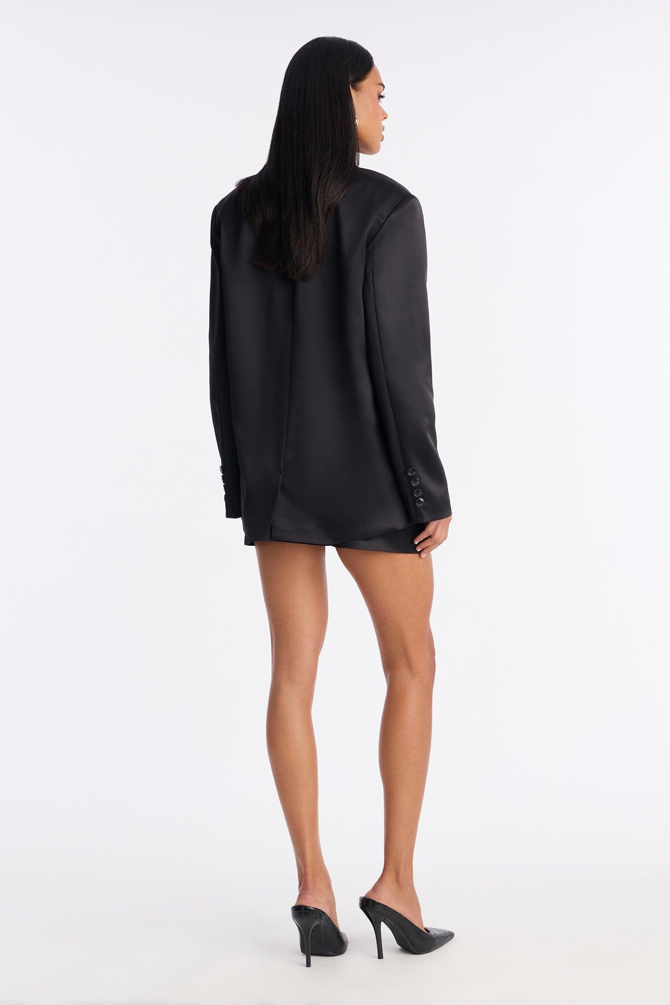 Satin Desire Blazer - Black Female Product Image