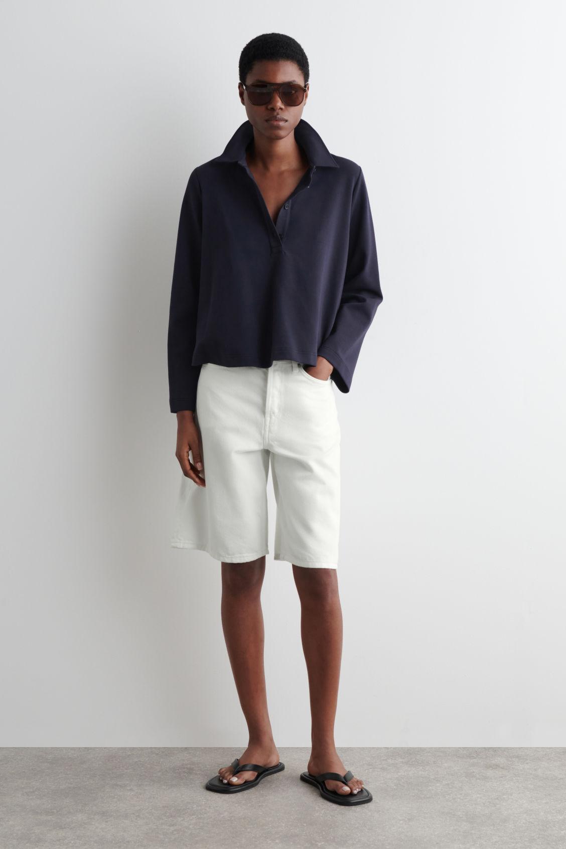 FLARED COTTON-JERSEY POLO SHIRT Product Image