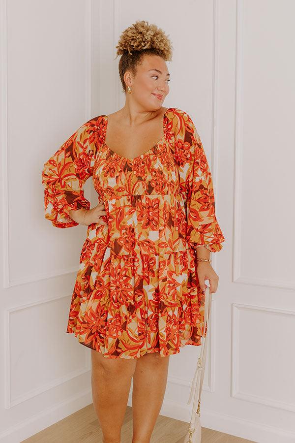 Fall Foliage Smocked Mini Dress Curves Product Image