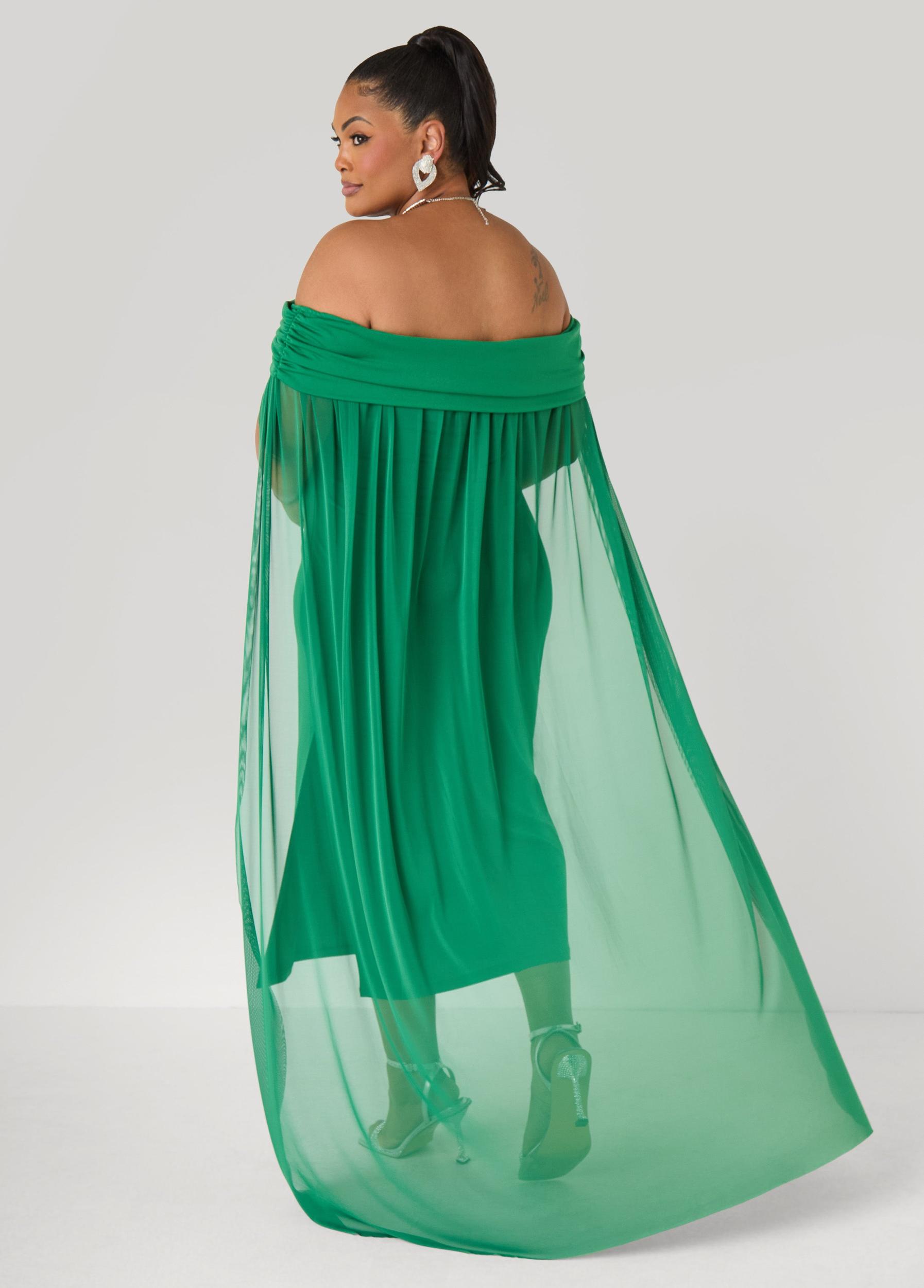 Off The Shoulder Cape Dress Product Image