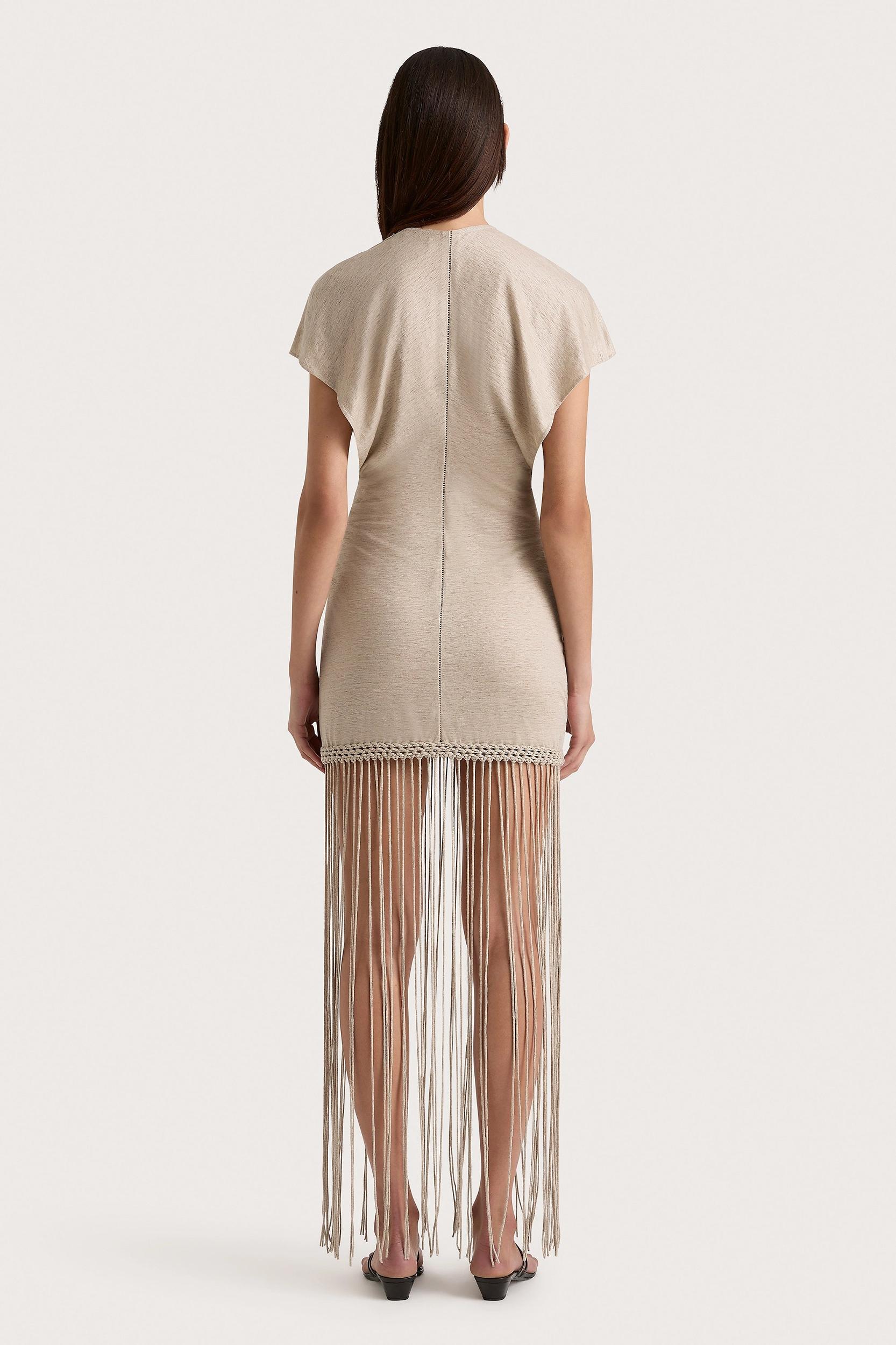 Ines Fringe Dress Oatmeal - Final Sale Product Image