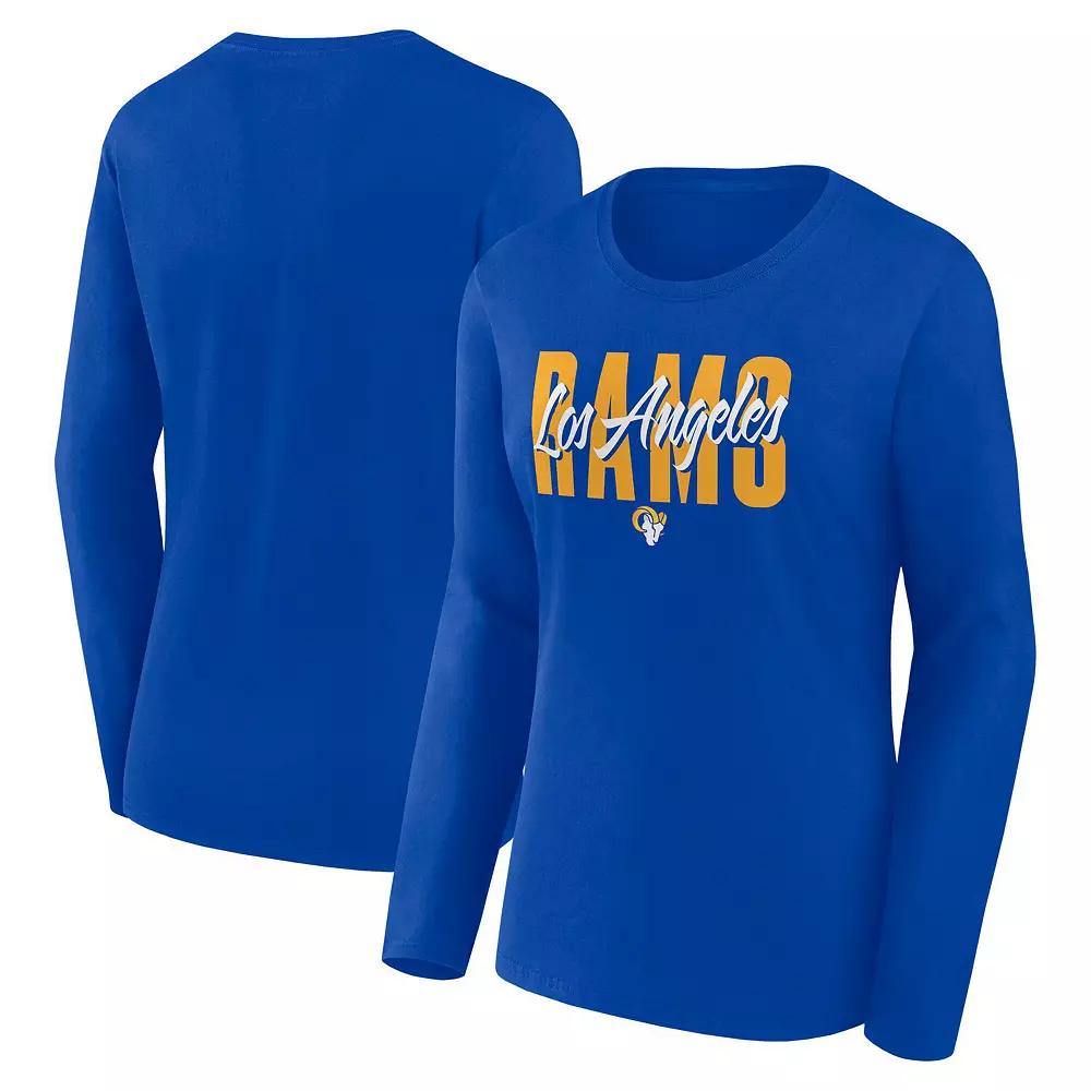 Women's Royal Los Angeles Rams Grip Long Sleeve T-Shirt,  Product Image