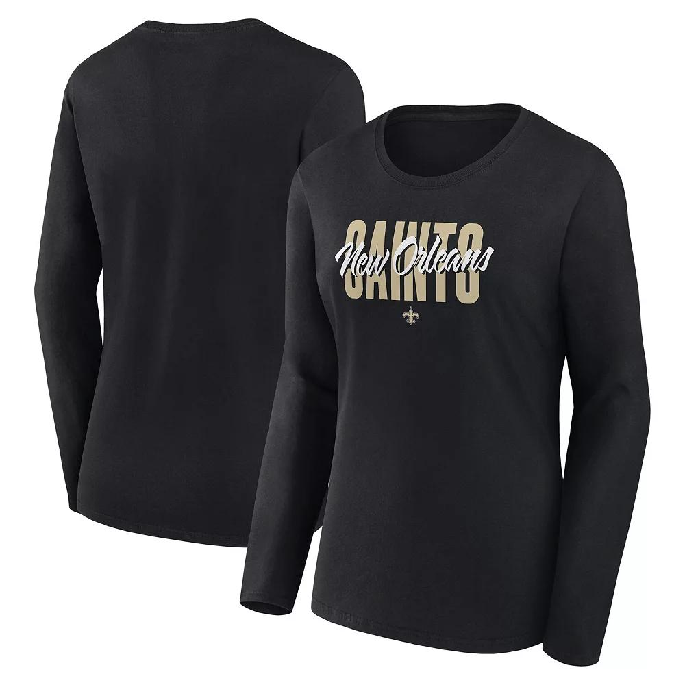 Women's Black New Orleans Saints Grip Long Sleeve T-Shirt,  Product Image