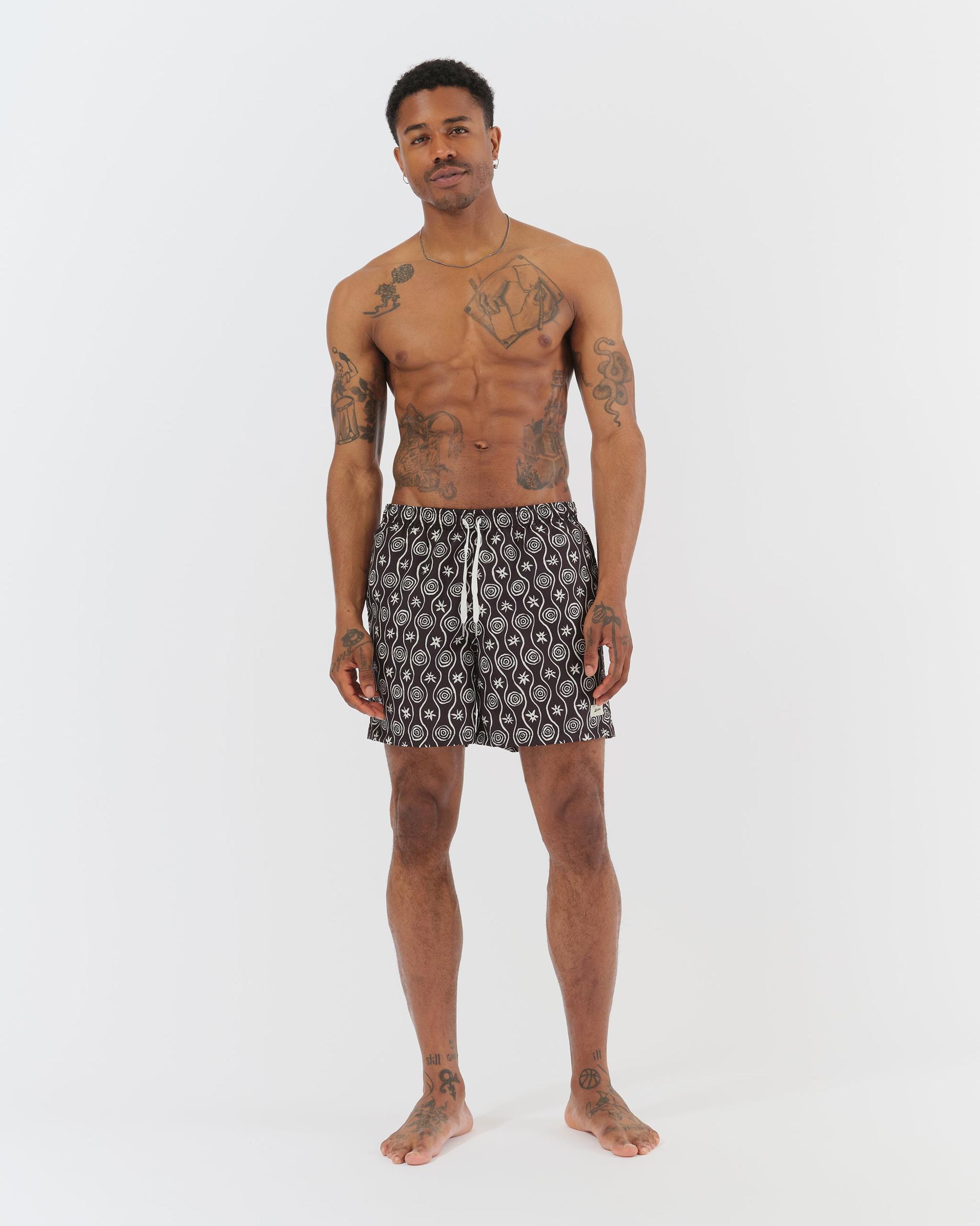 Black Sunwhirl Print Swim Trunk Product Image