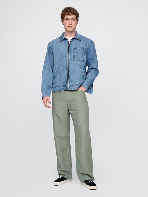 Linen-Cotton '90s Loose Herringbone Pants Product Image