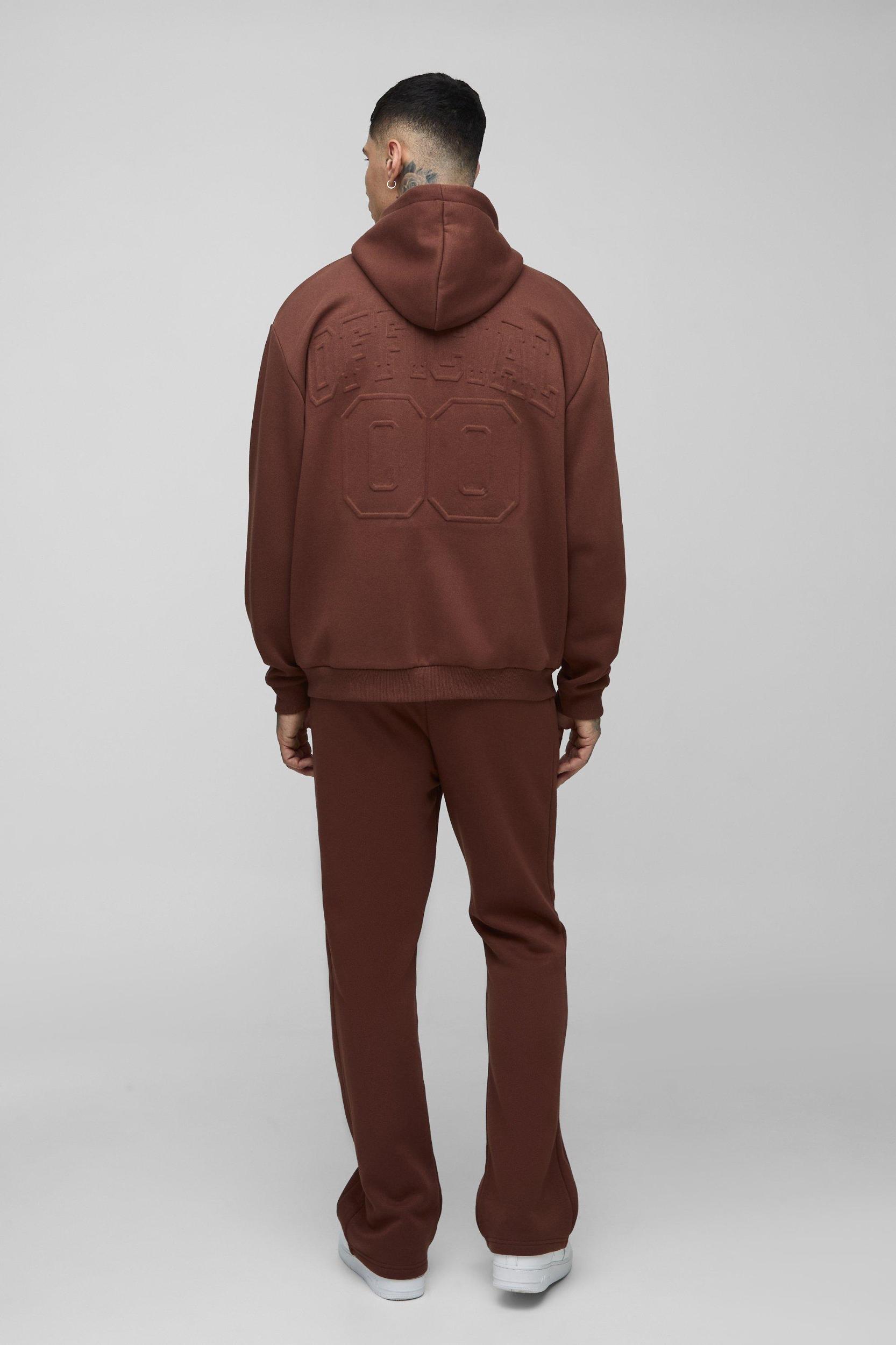 Tall Oversized Official Varsity Embossed Zip Through Hoodie | boohooMAN USA Product Image