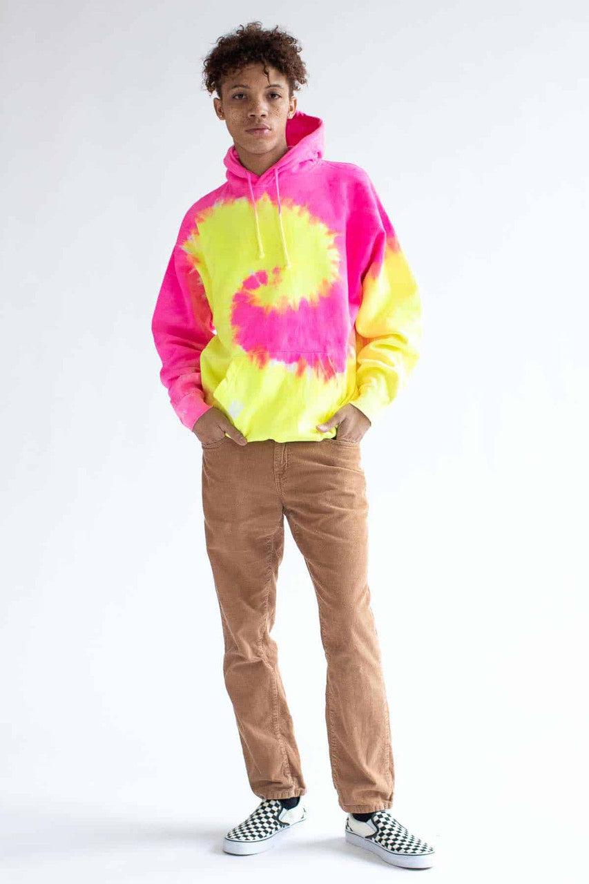 Fluorescent Swirl Tie Dye Hoodie Product Image