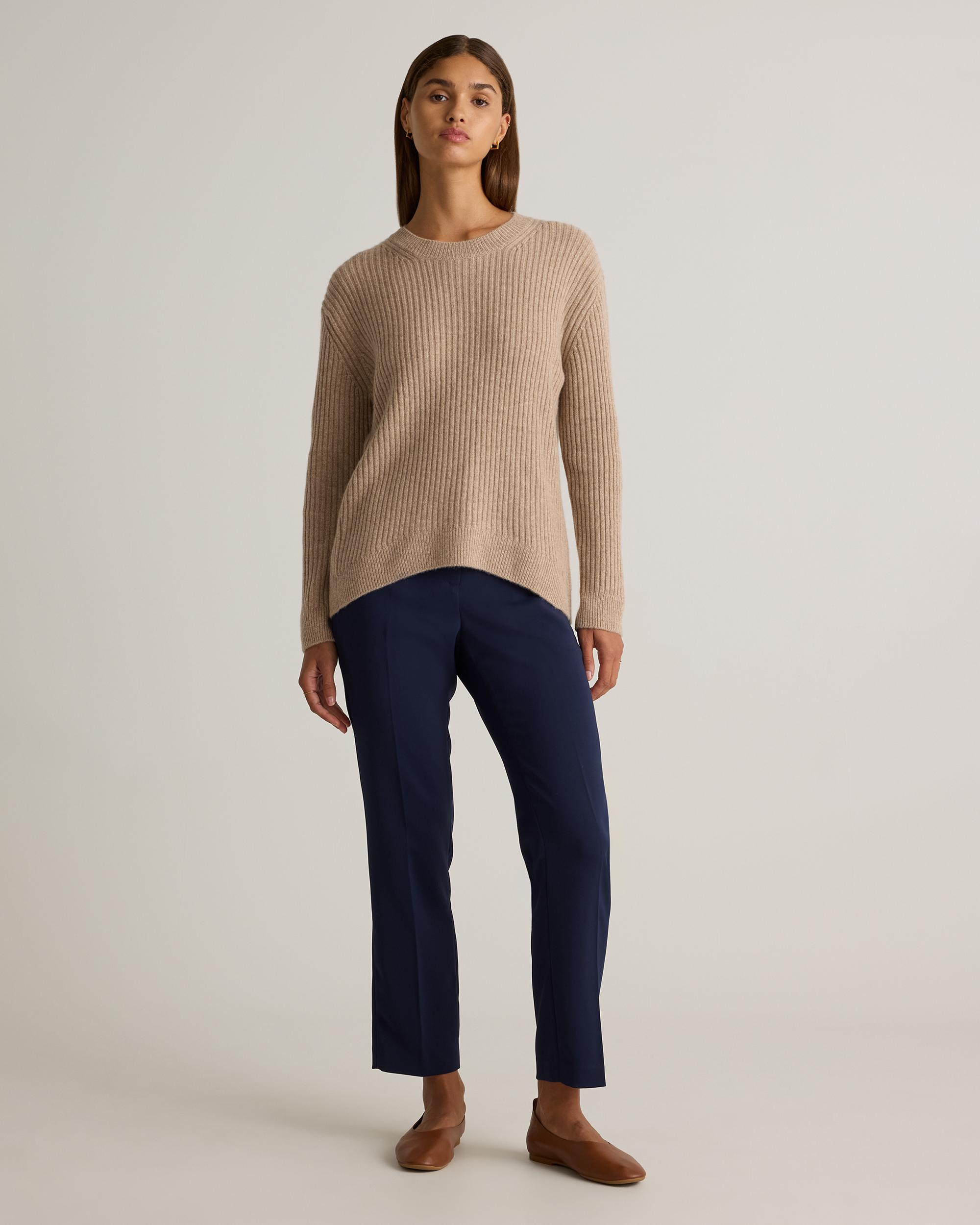 Quince | Women's Mongolian Cashmere Relaxed Wide-Rib Crewneck Sweater Product Image