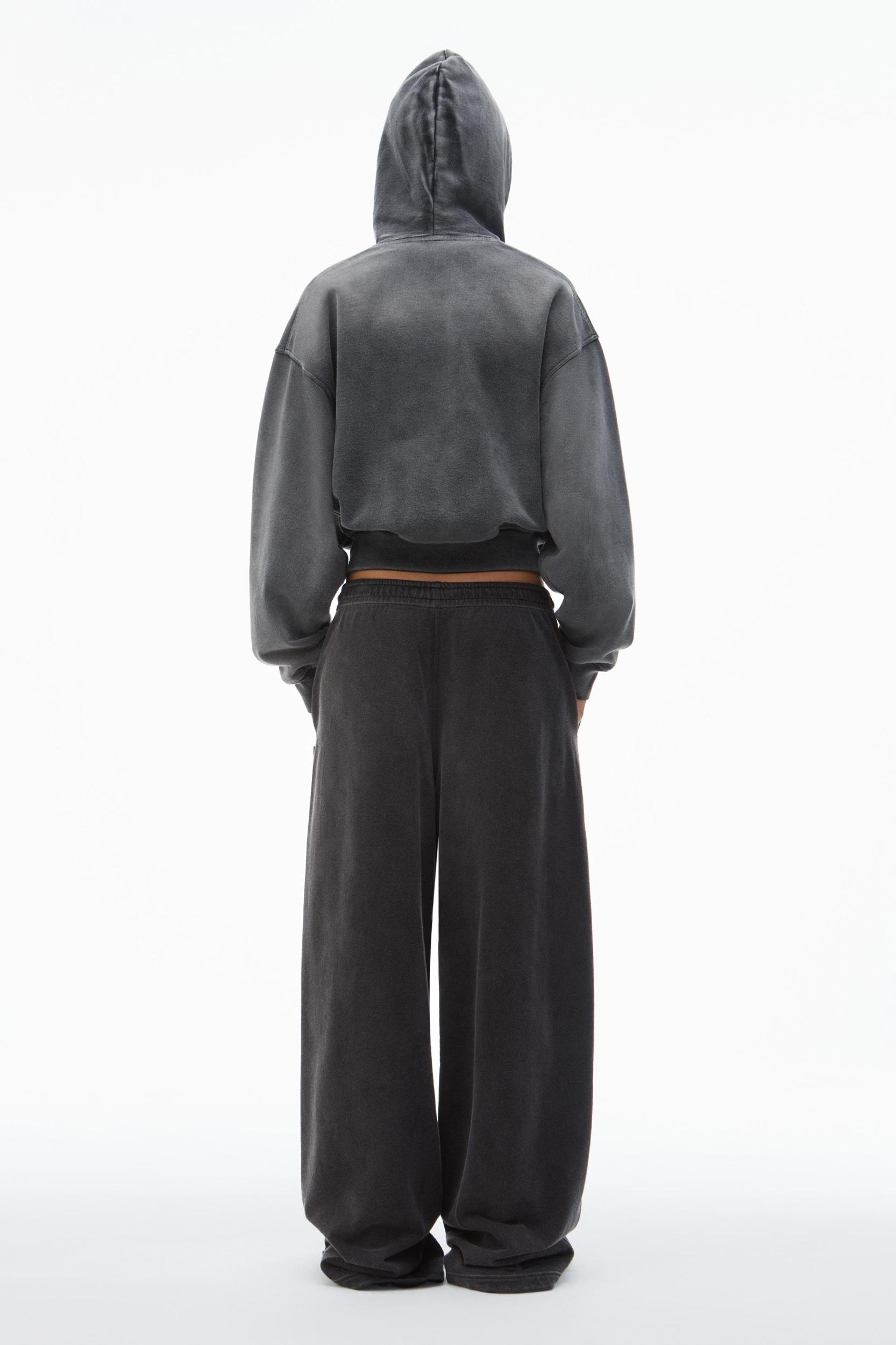 Cropped Zip-up Hoodie With Crystal Hotfix Drawcord Product Image