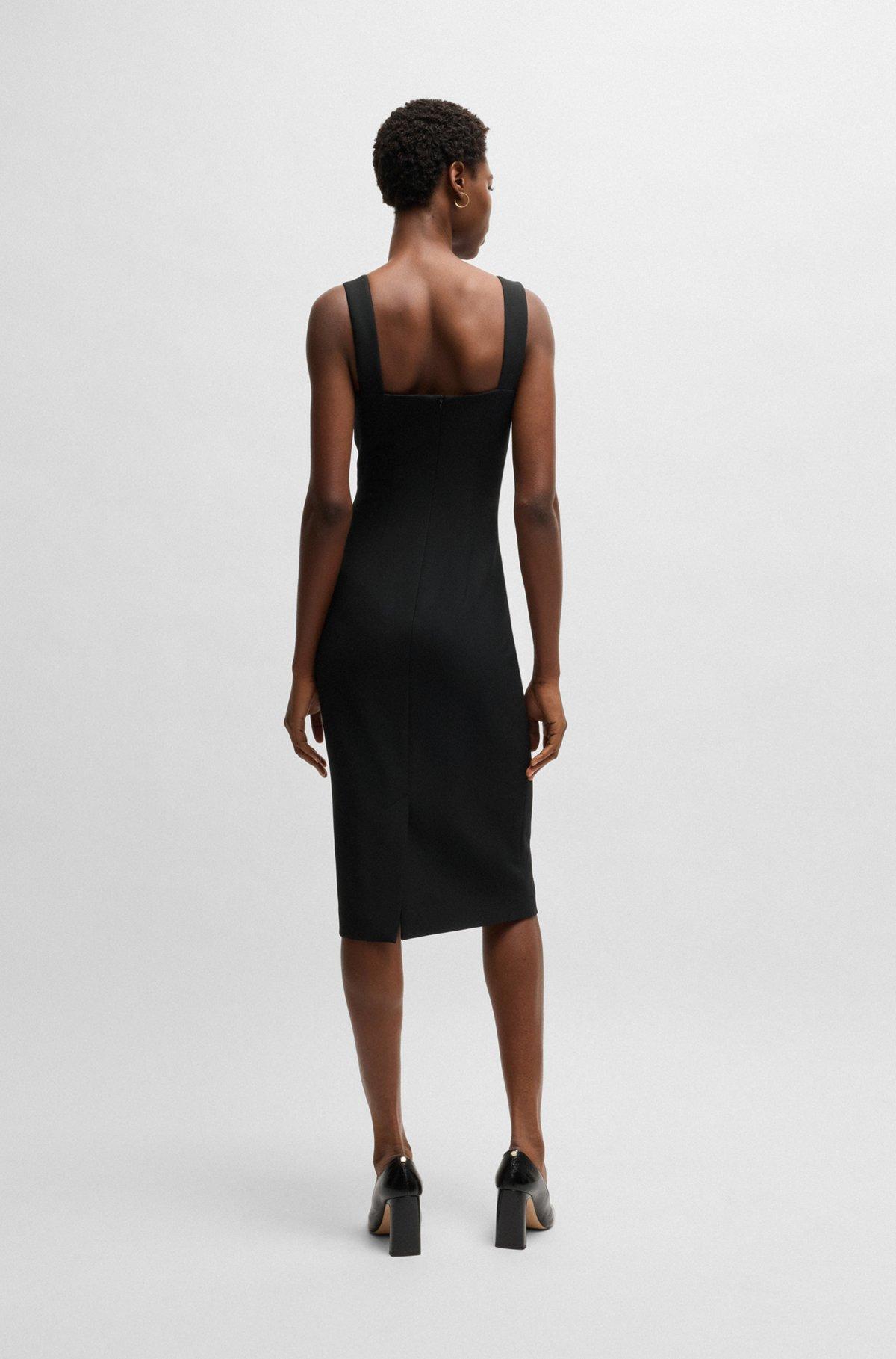 BOSS - Bodycon midi-length dress in stretch material - Black Product Image