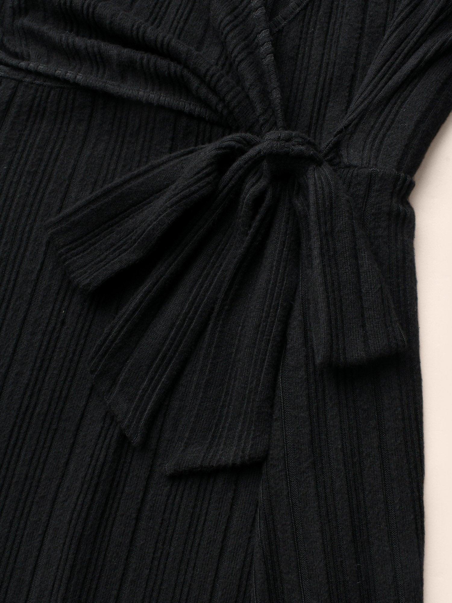 Airy Cozy Waist-Tie Wrap Midi Dress Female Product Image