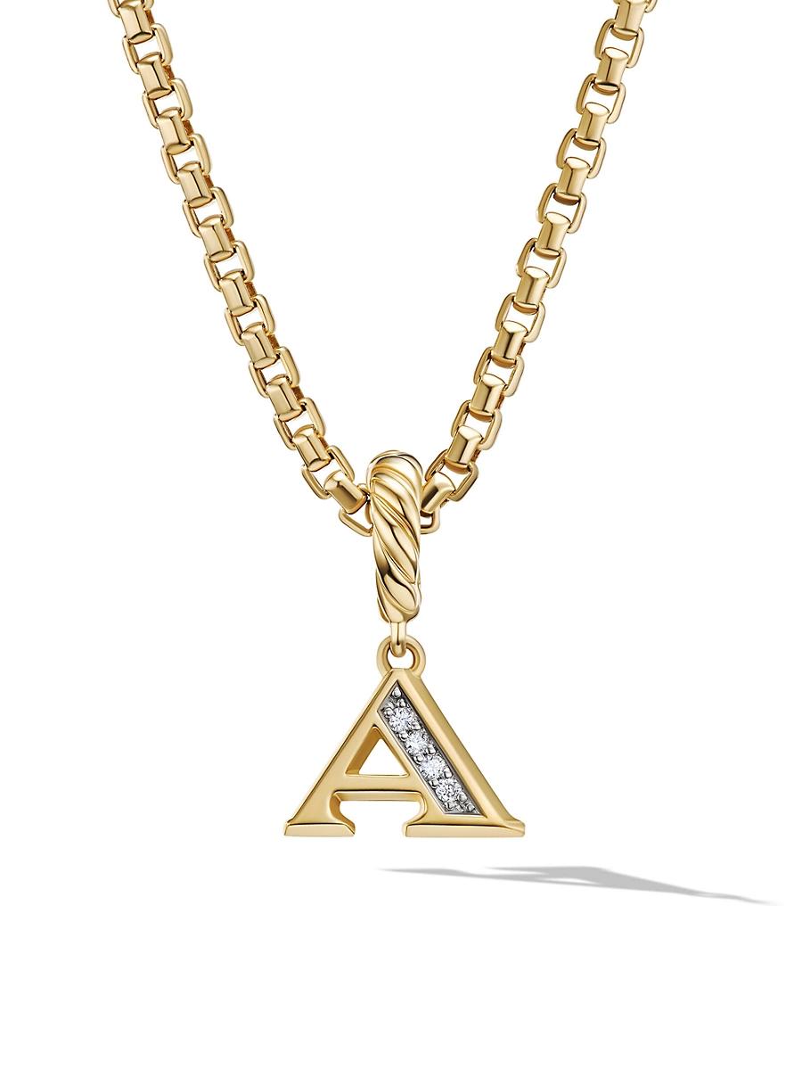 Womens Pav Initial Pendant in 18K Yellow Gold Product Image