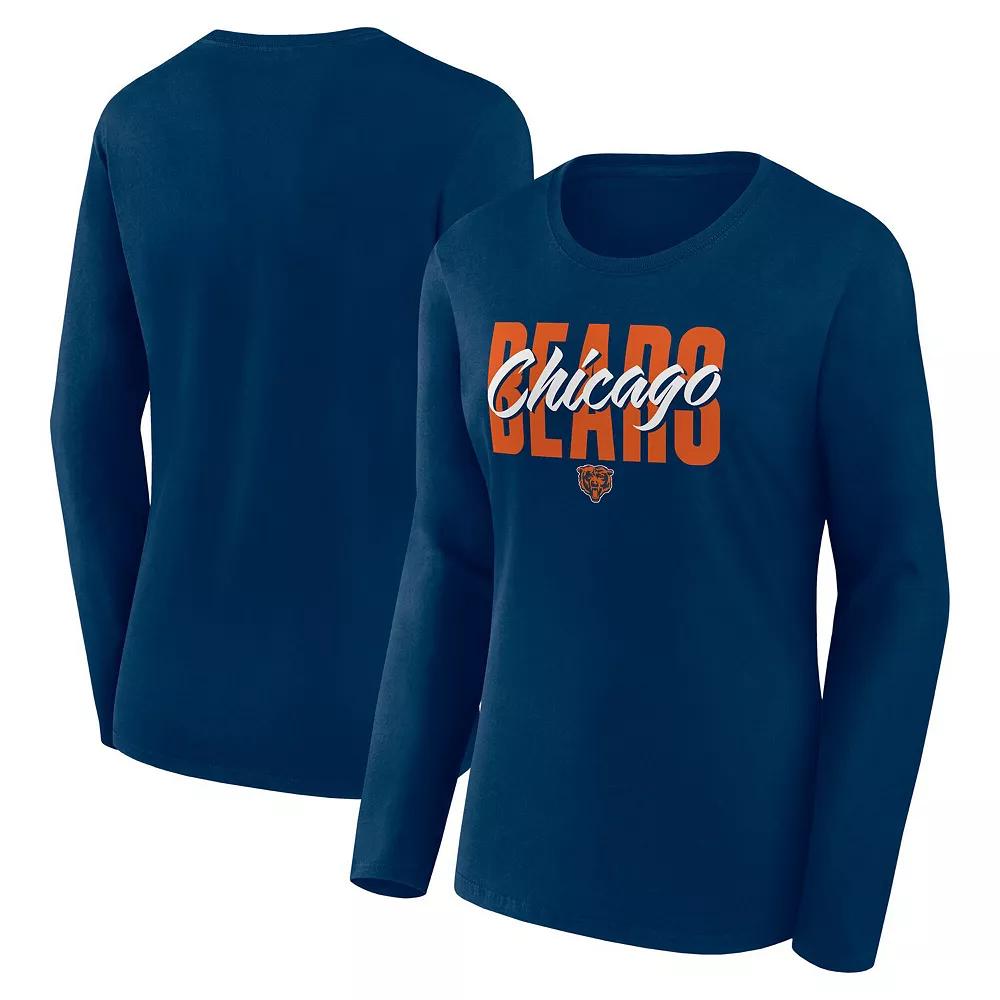 Women's Navy Chicago Bears Grip Long Sleeve T-Shirt,  Product Image