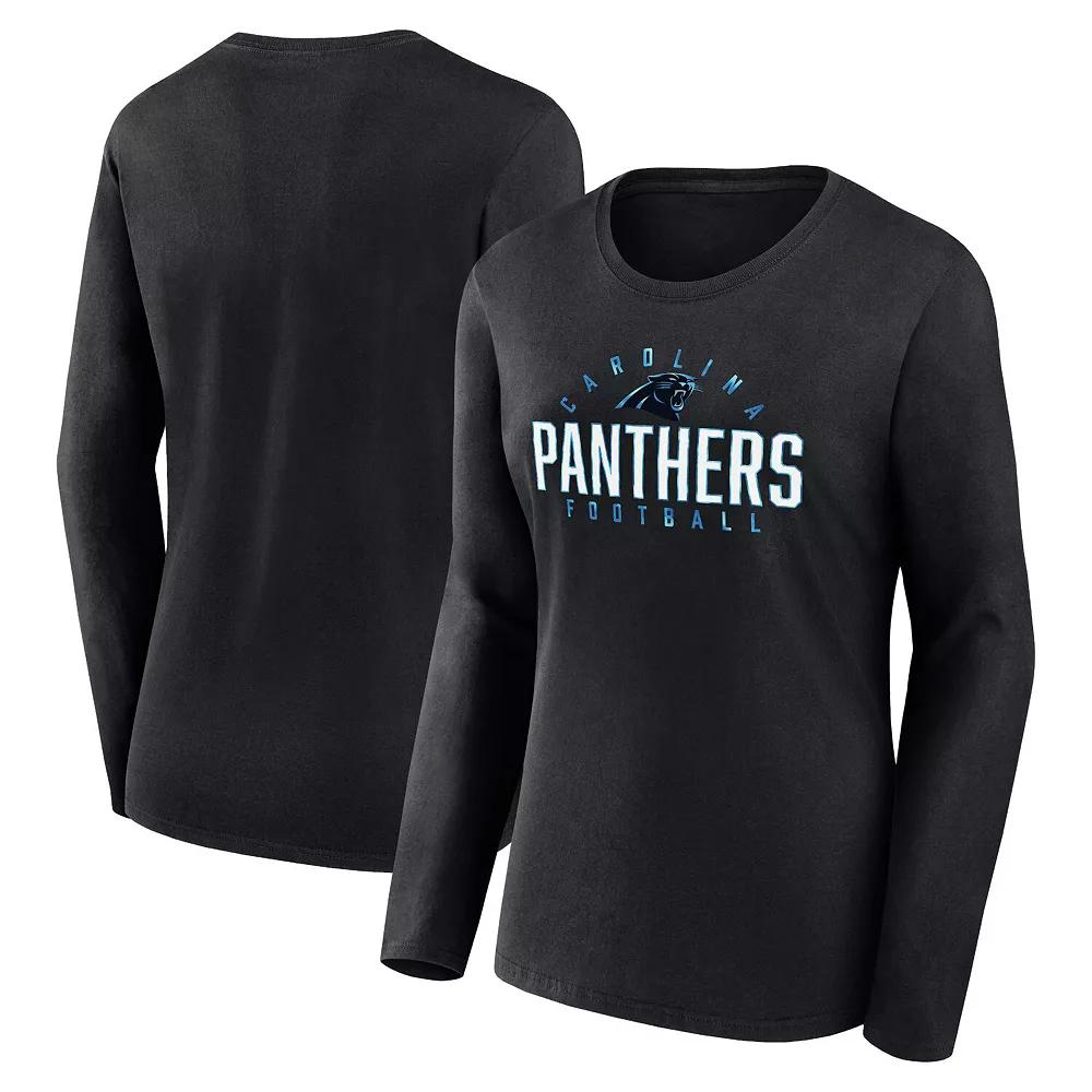 Women's Fanatics Branded Black Carolina Panthers Plus Size Foiled Play Long Sleeve T-Shirt, Size: 3XL Product Image