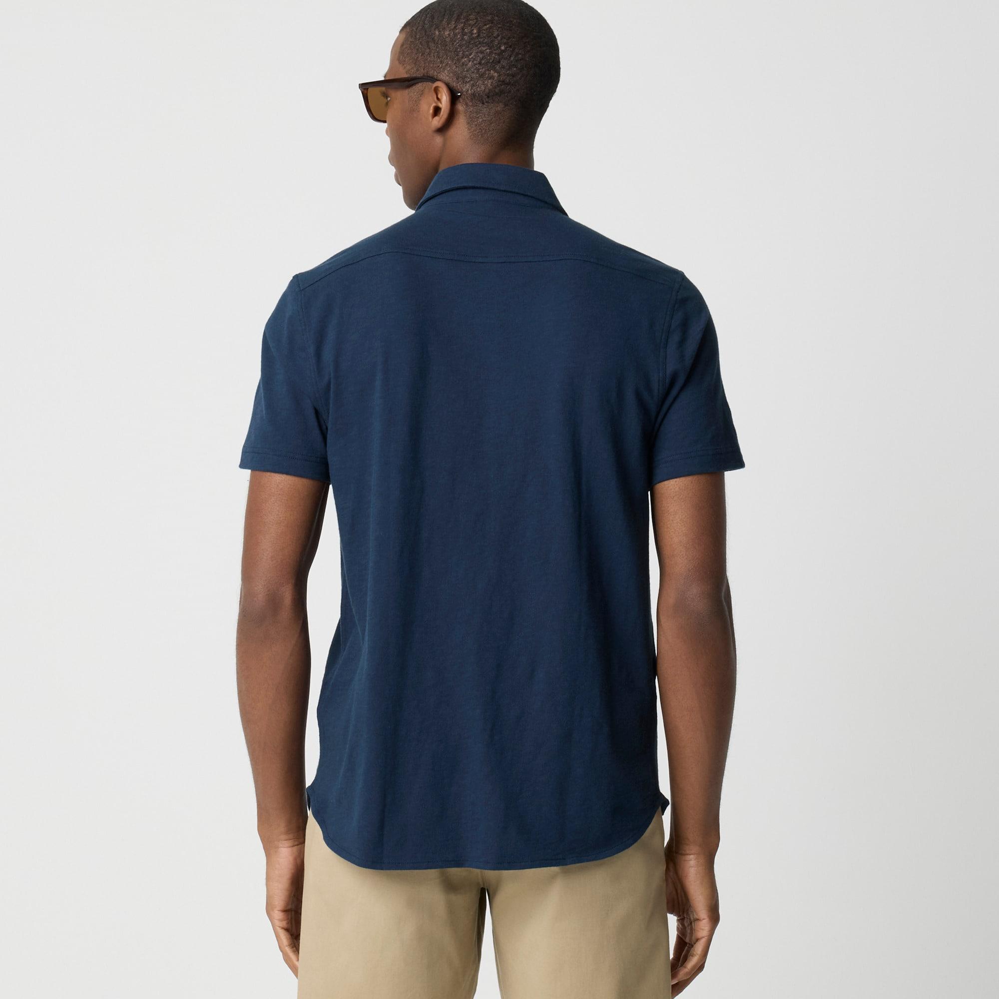 Short-sleeve knit button-down shirt Product Image