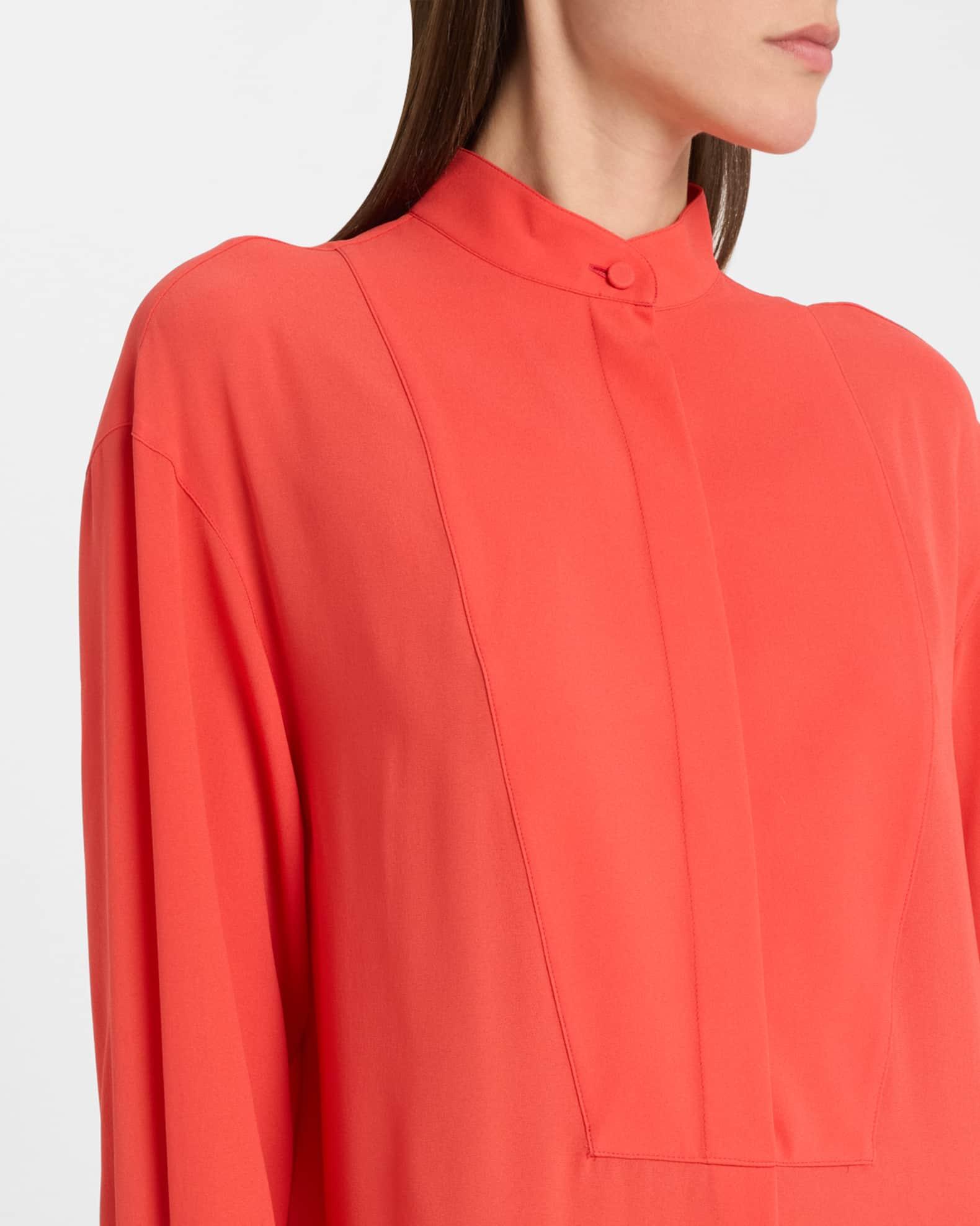 Long-Sleeve Silk Midi Day Shirtdress Product Image