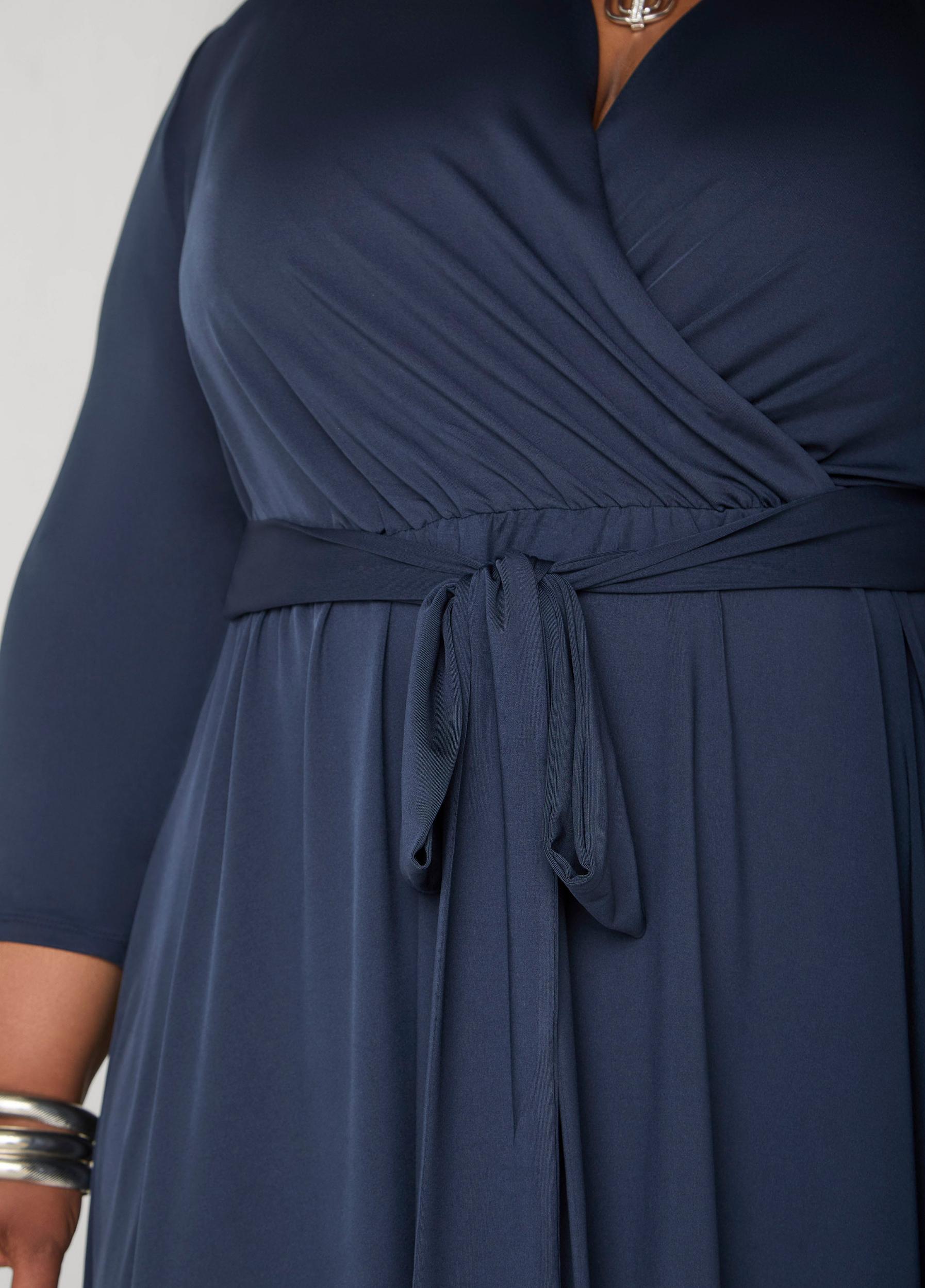 Plus Size Faux Wrap A Line Dress Ashley Stewart Product Image