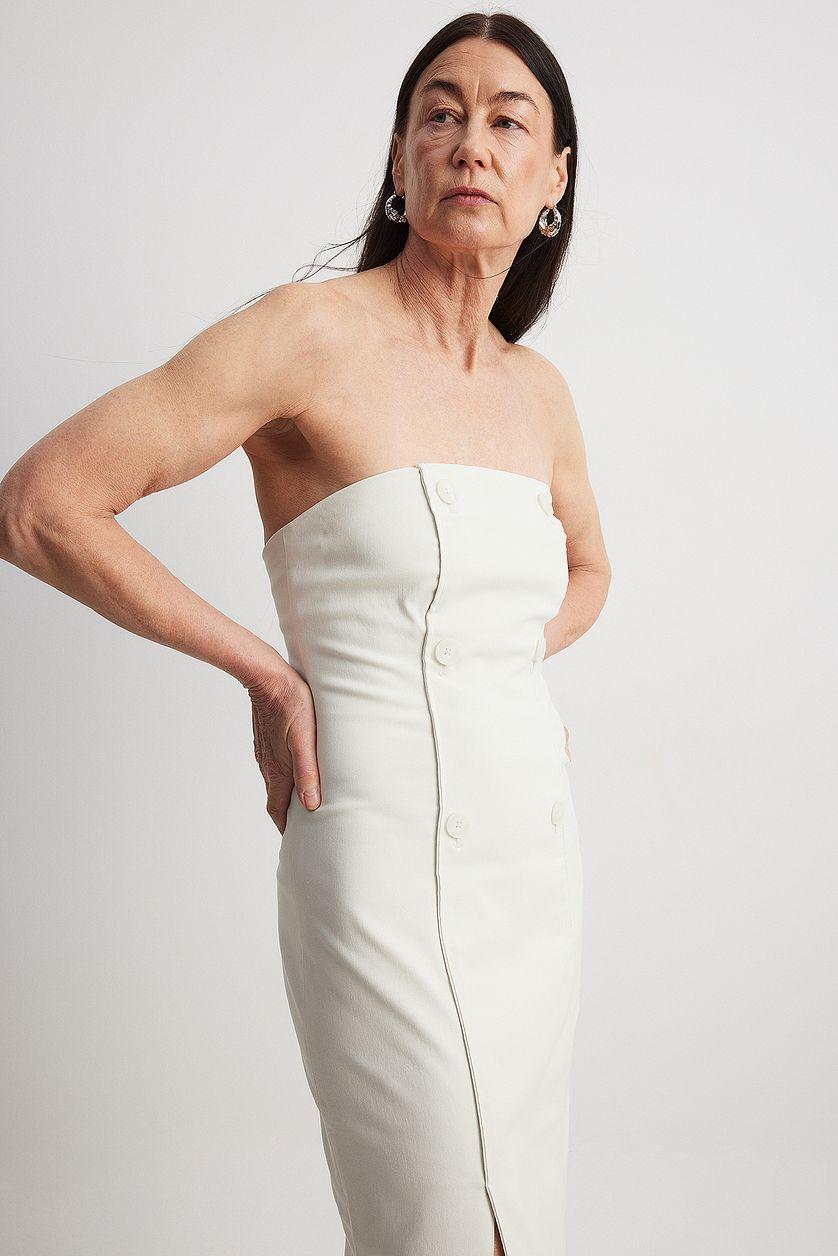 Double Breasted Bandeau Midi Dress Product Image