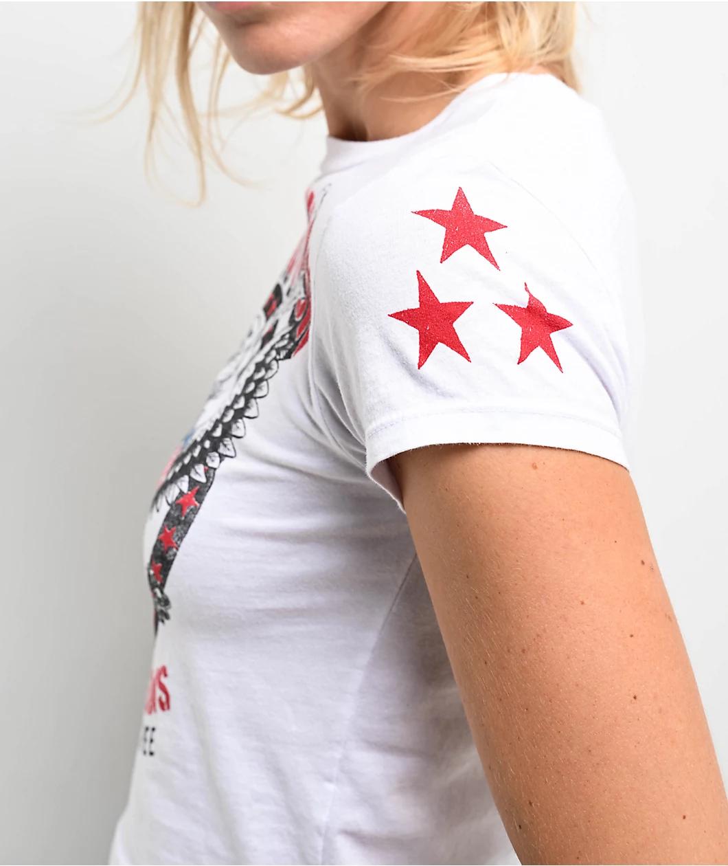 Affliction Live Fast White Crop T-Shirt Product Image