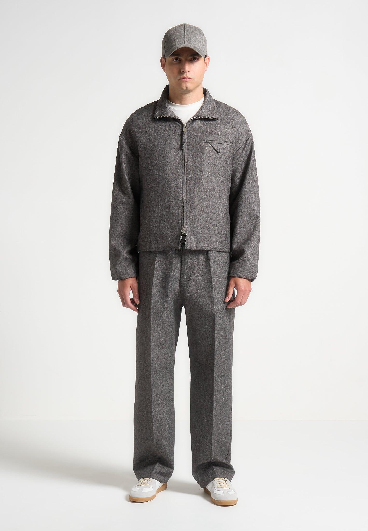 Tailored Funnel Neck Jacket - Grey Male Product Image