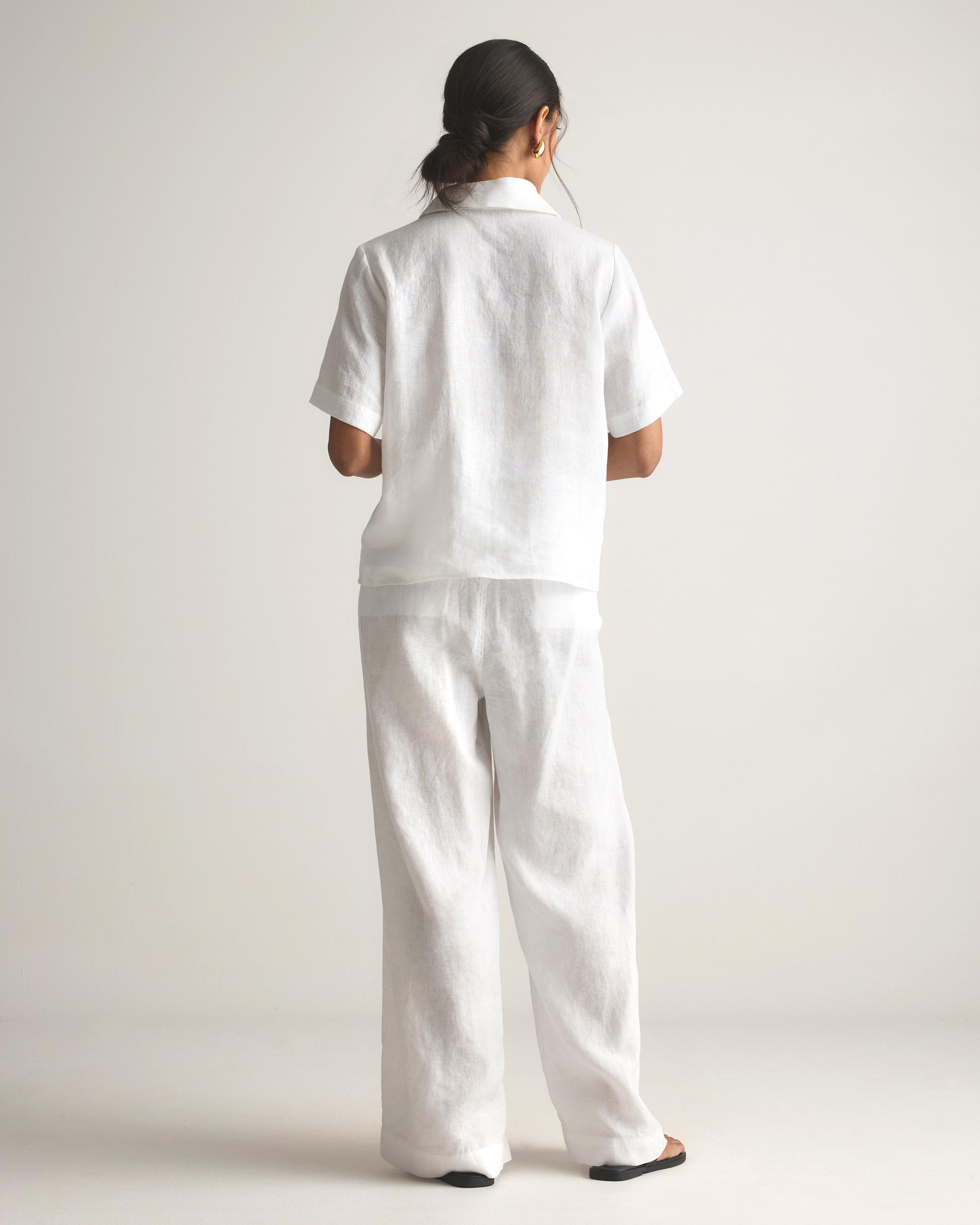 Quince | Women's 100% European Linen Short Sleeve Popover Top Product Image