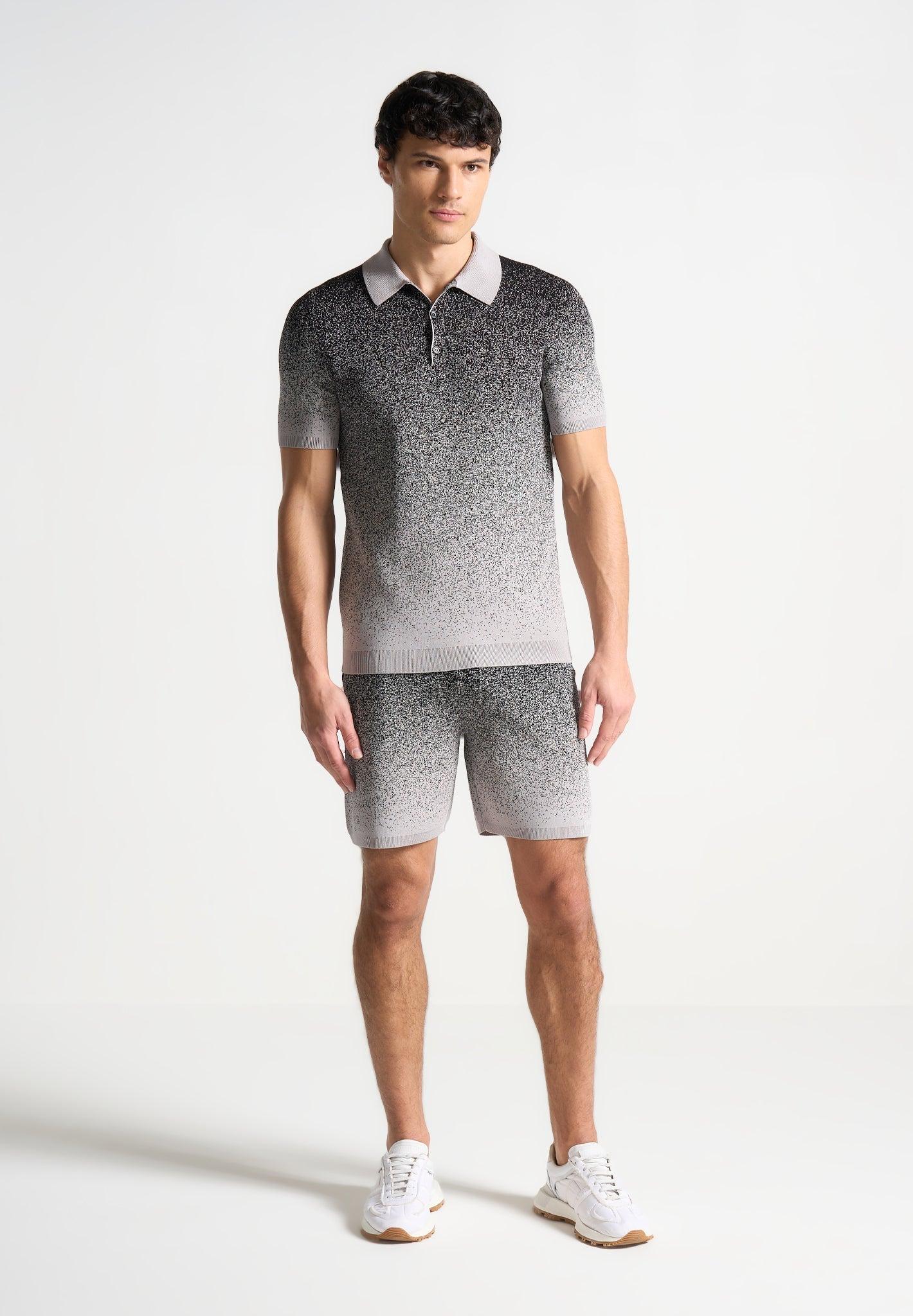 Ombré Knit Polo Top - Grey/Black Male Product Image