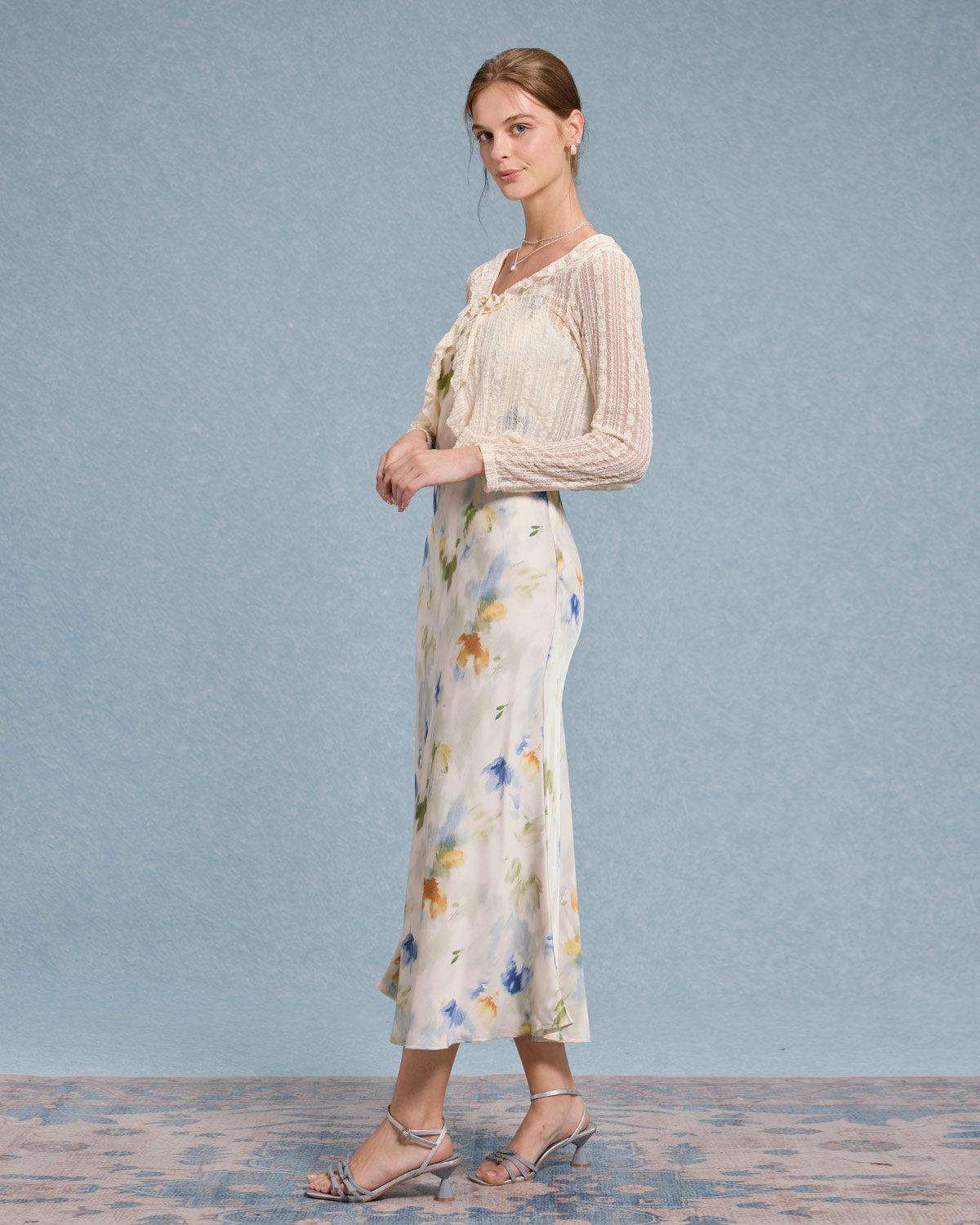 Beige V Neck Ruffle Cardigan Product Image