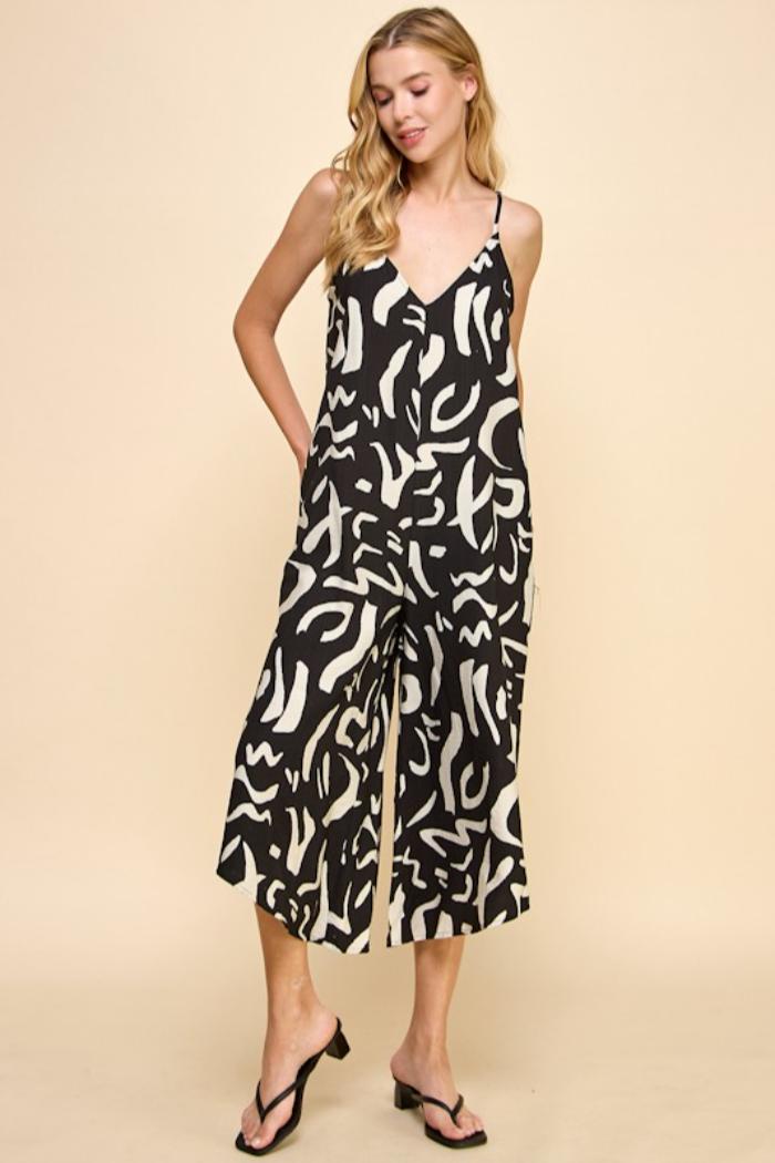 Loose Fit Adjustable Strap Cami Jumpsuit Product Image