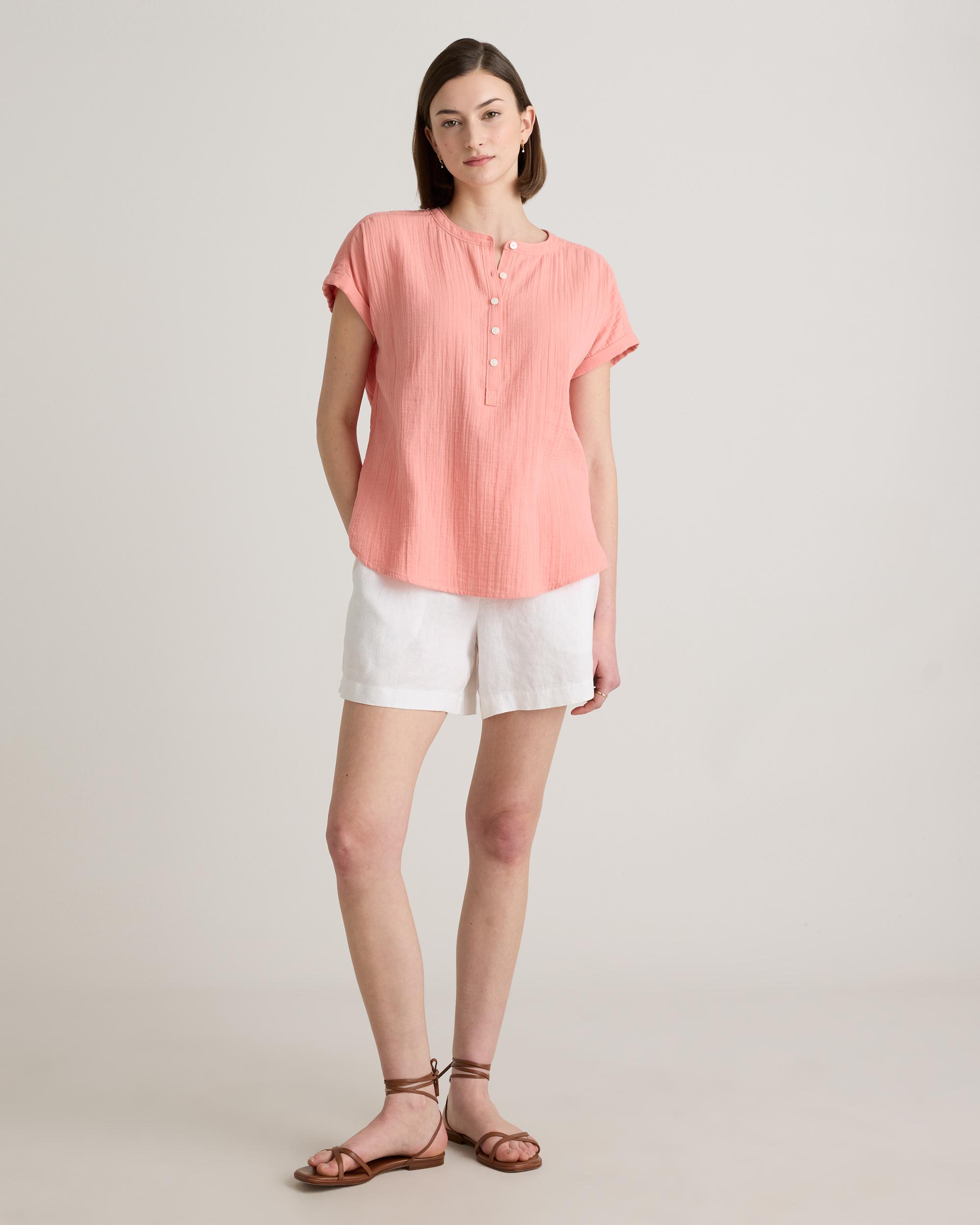 Quince | Women's Gauze Roll Sleeve Shirt Size XL, Organic Cotton Product Image