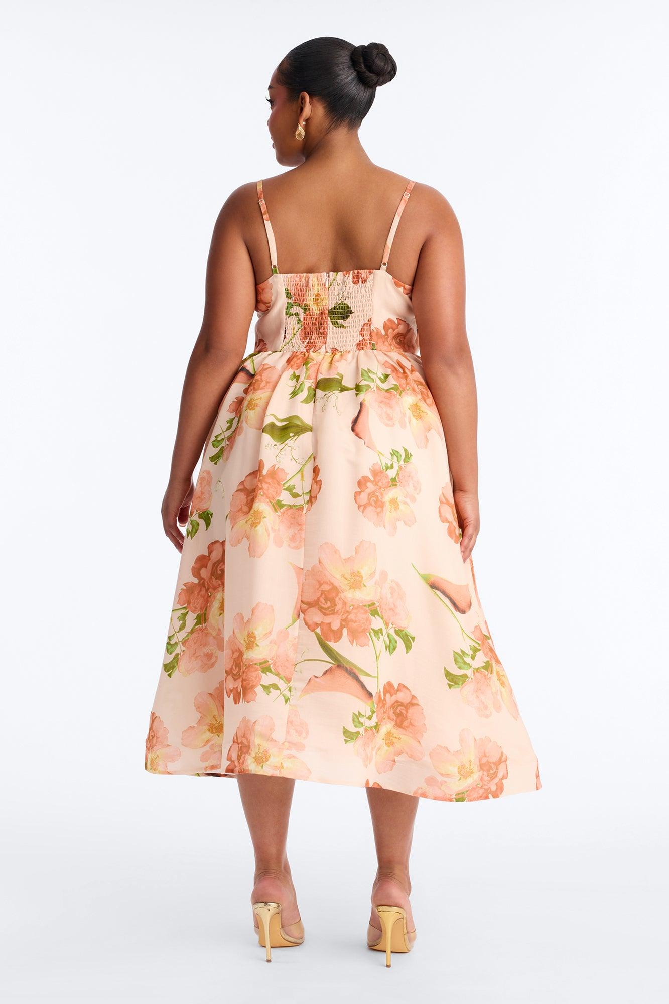 Aria Pleated Floral Midi Dress - Pink Female Product Image